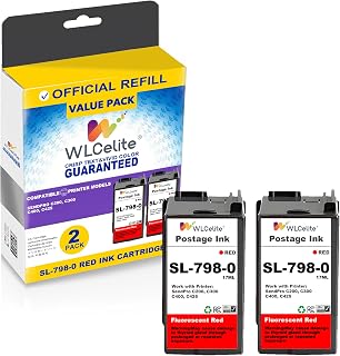 SL-798-0 Red Ink Cartridge 2PK Replacement for Pitney Bowes SL-798-0 Fluorescent Red Ink Cartridge for SendPro C200 C300 C400 C425 Postage Meter,17ml