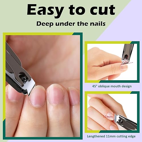 Miniatura 5 de GLAMFIELDS Cortaúñas con atrapasueños, cortaúñas grande para las uñas, con borde inclinado, estuche de cuero, buen regalo para hombres y mujeres,