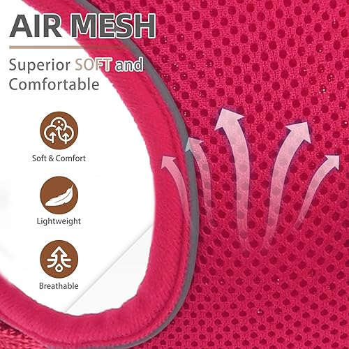 Miniatura 9 de PUPTECK Juego de arnés y correa para perros pequeños y medianos sin tirones, arnés ajustable de malla suave reflectante por la noche, rosa, M