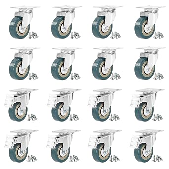 8-Pack Heavy Duty 50mm Swivel Caster Wheels - 2400kg Capacity Rubber Castors with Dual Brakes | Furniture Moving Wheels for Tables, Cabinets & Trolleys | Indoor/Outdoor Use (8pack blue)