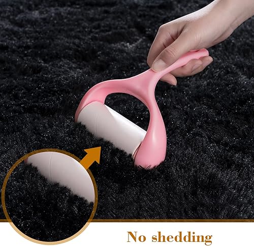 Miniatura 6 de Alfombra esponjosa para dormitorio, alfombra negra de 4 x 6 pies para sala de estar, dormitorio, alfombra peluda para niños, alfombra de felpa suave