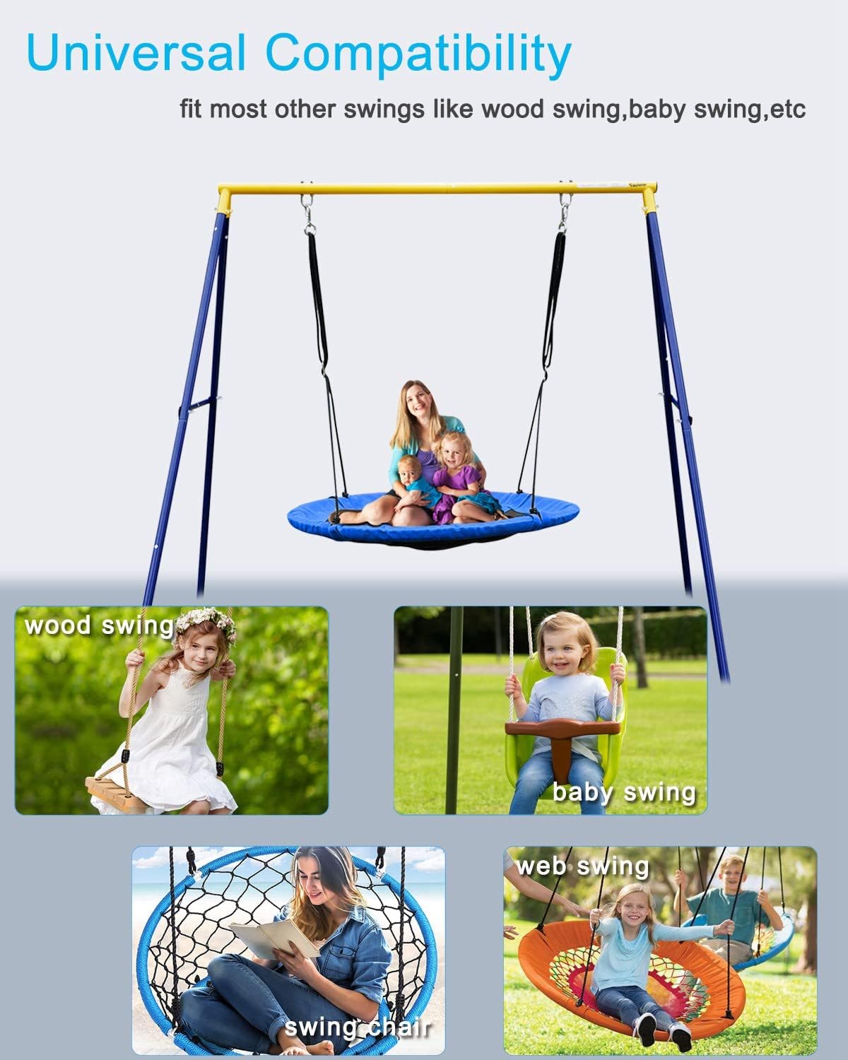 Buy Swing Set43” Saucer Tree Swing &71” High A Frame Swing Stand