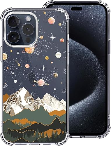 Miniatura 8 de Hi Space Compatible con iPhone 15 Pro Max, funda de astronauta, planeta, estrella espacial, luna con purpurina, transparente para mujeres y hombres,