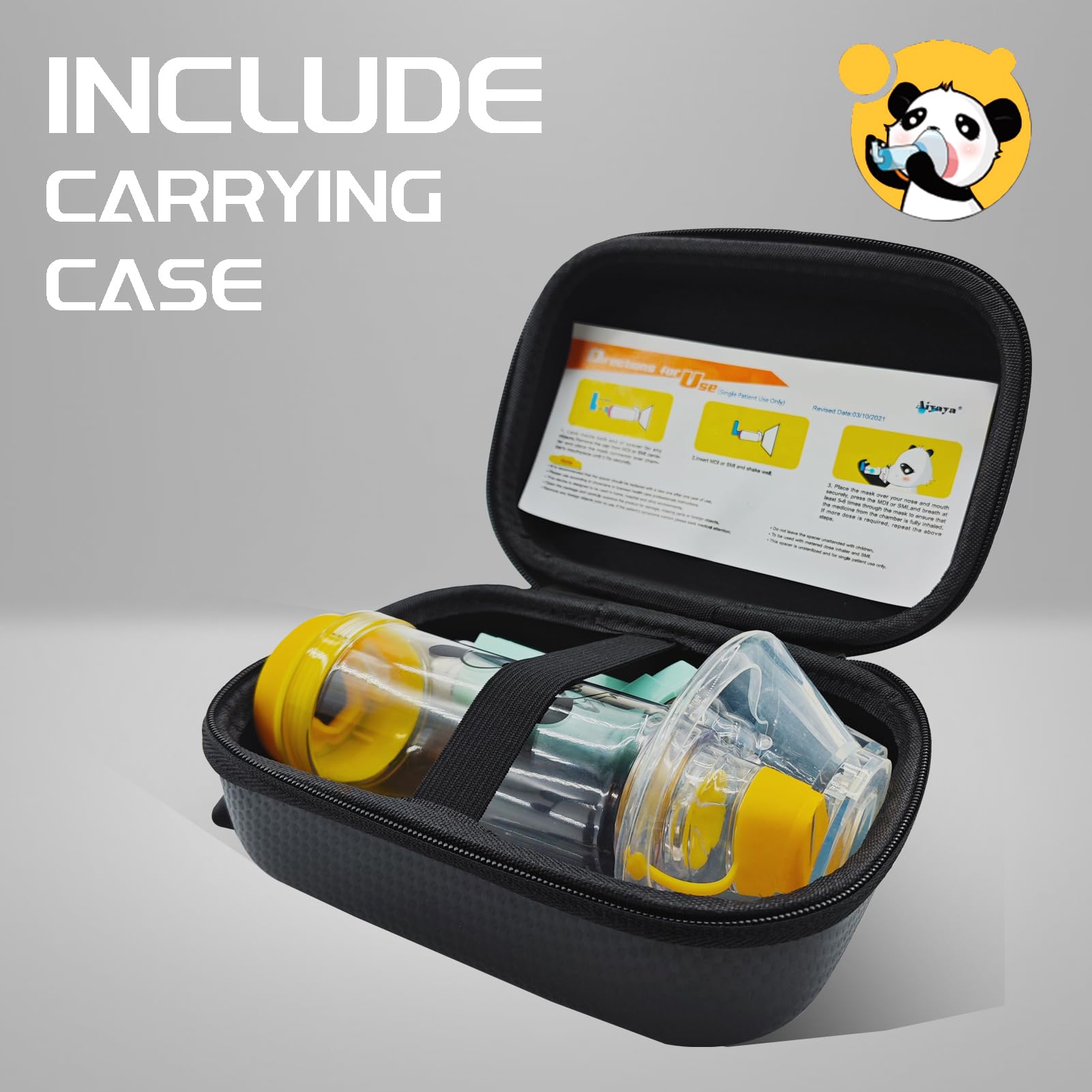 Distanziatore per inalatori bambini con maschera e custodia da viaggio, camera di aerosol utilizzata con qualsiasi inalatore a dose misurata per asma (maschera per bambini)