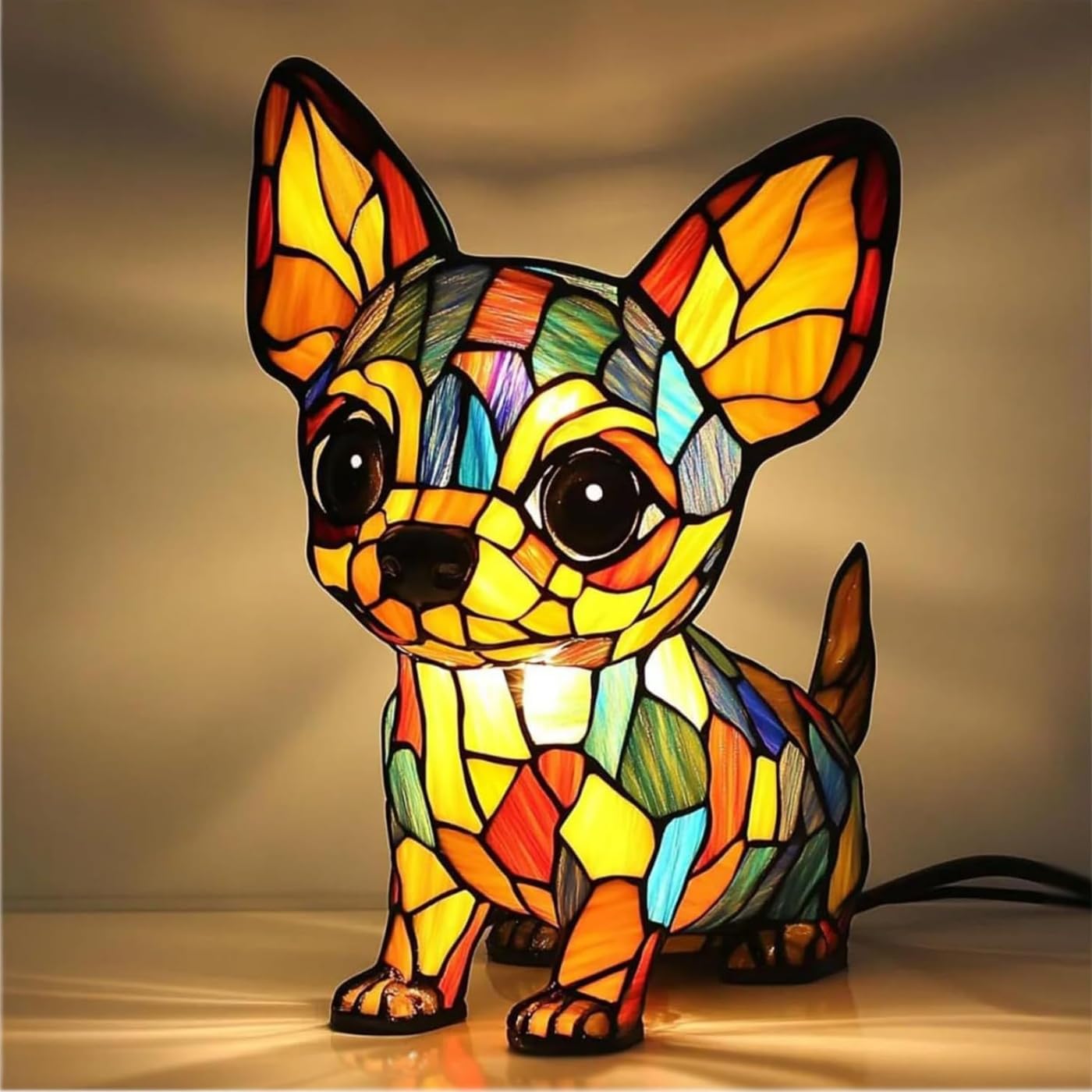Generico Dog Series Art Night Light,Cute Pet Dogs Themed LED Table Lamps,Stained Resin French Bulldog Tabletop Night Light,Fun Gift for Dog Lovers,Vintage Animal Home Decor