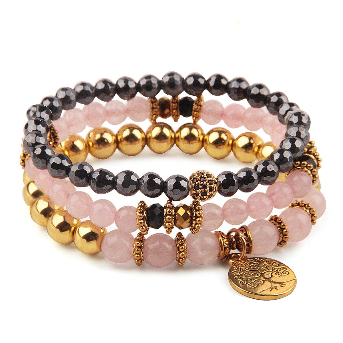 Jardme Tree of Life Bracelets & Natural Stone Beaded Bracelets for Women Healing Crystal Bracelets- Yoga Stretch Bracelets Chakra Bracelets, Birthday Gifts for Women