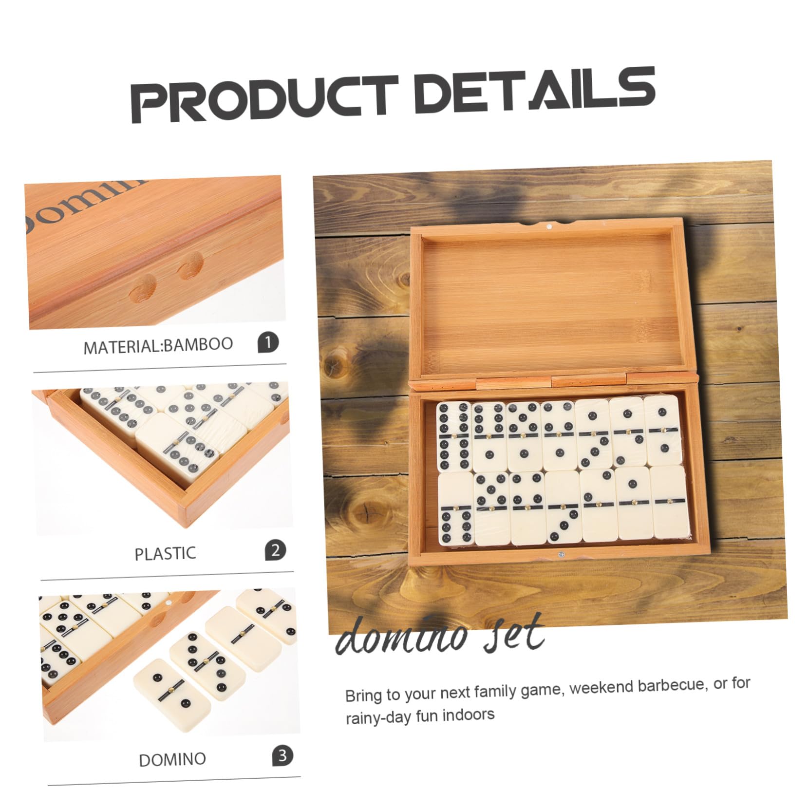 ORFOFE Jeu De Dominos Classique en Bois Bambou Boîte Coulissante Jeu De Dominos Éducatif pour Adultes Et Garçon Et Filles Coffret Vintage pour Soirées en Famille Et Loisirs
