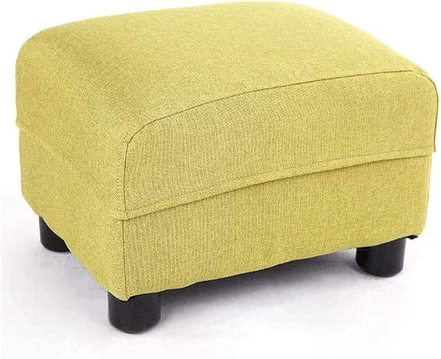 Tabouret repose-pieds ottoman en bois massif et tissu pour salon