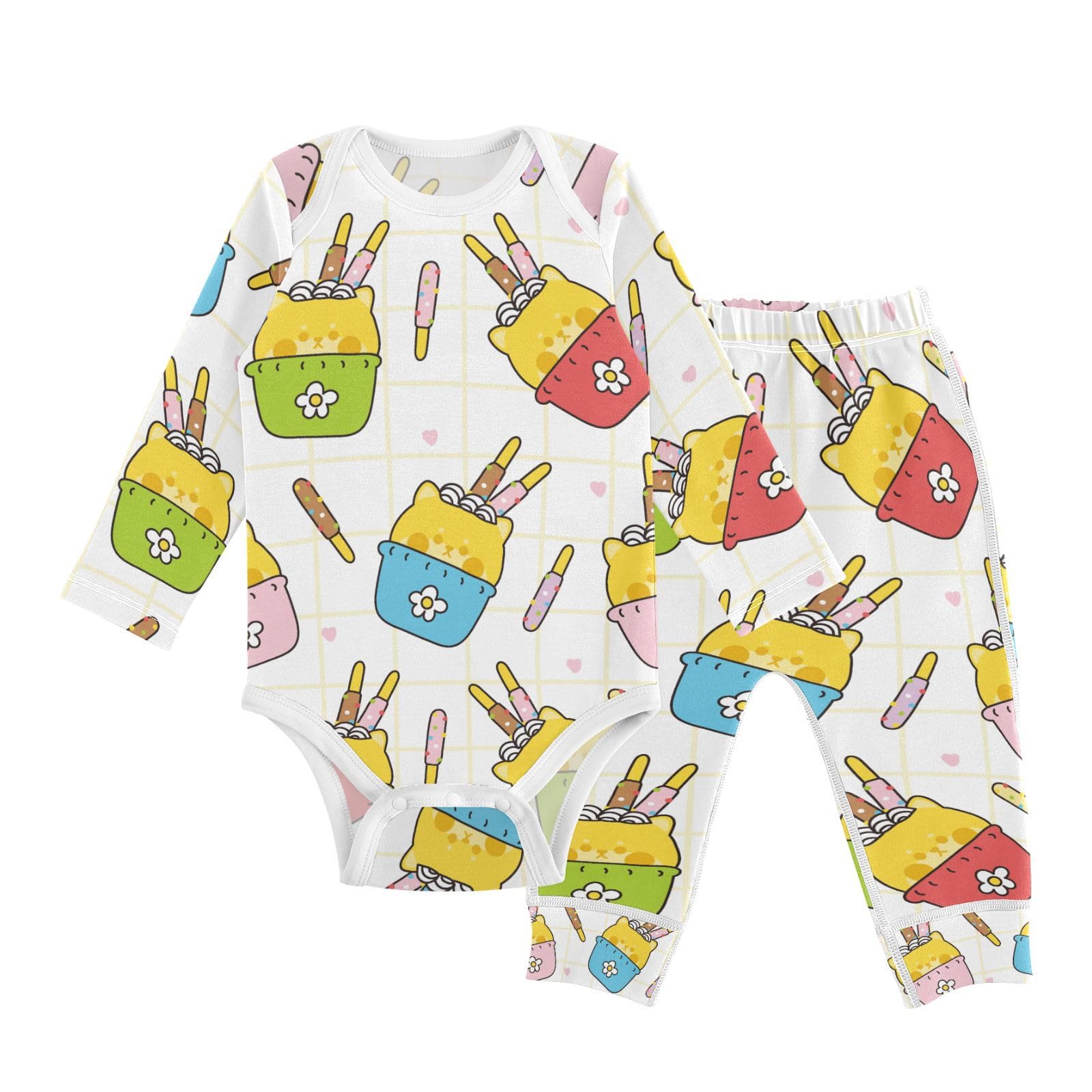 vvfelixl Baby Bodysuits Pants Sets Shiba Inu Dog Cream Long Sleeve Baby Onesie Clothes for Boys Girls 3-6M