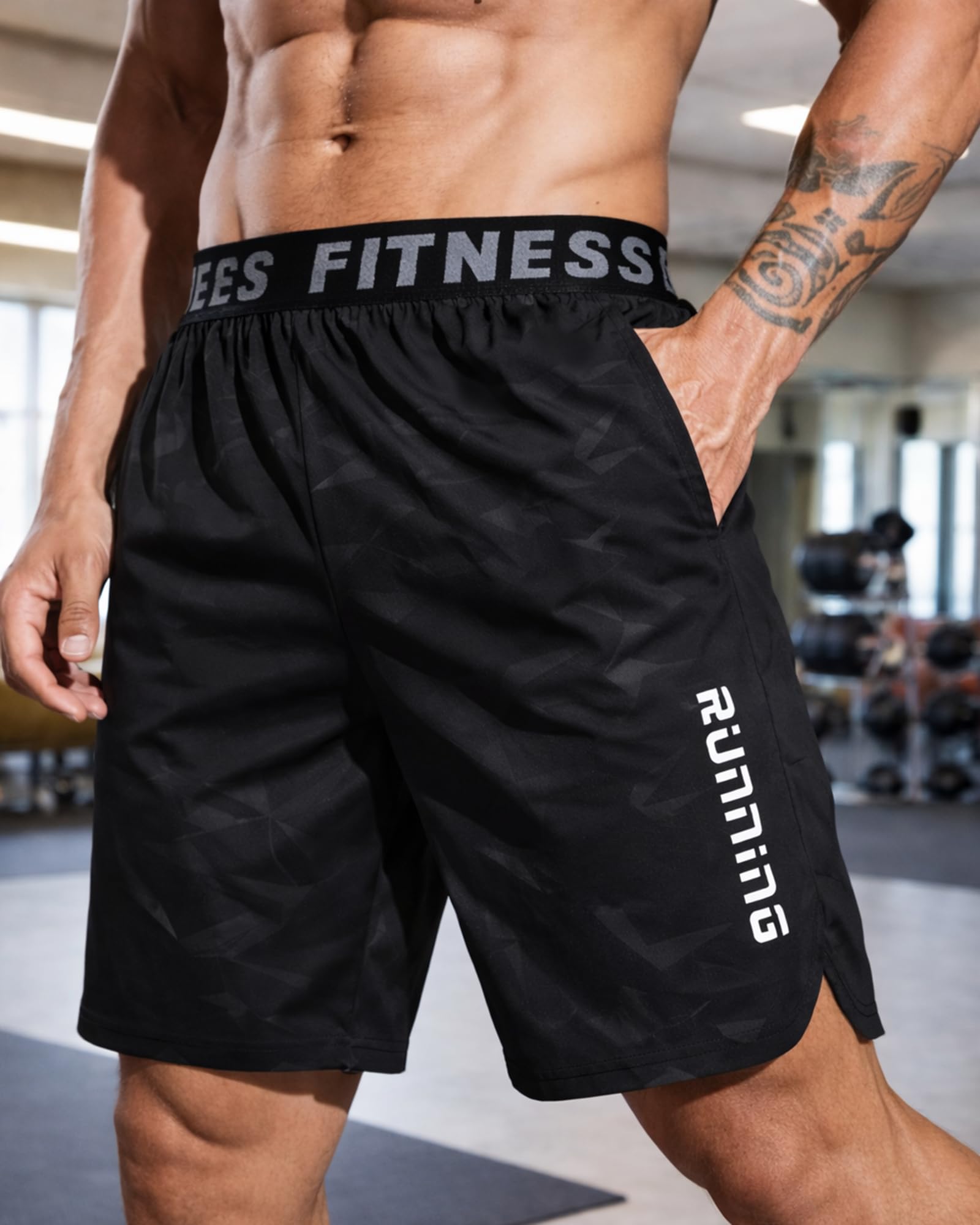 Pantalones cortos de entrenamiento de secado rápido para hombre, transpirables, elásticos, para correr, entrenamiento, atléticos