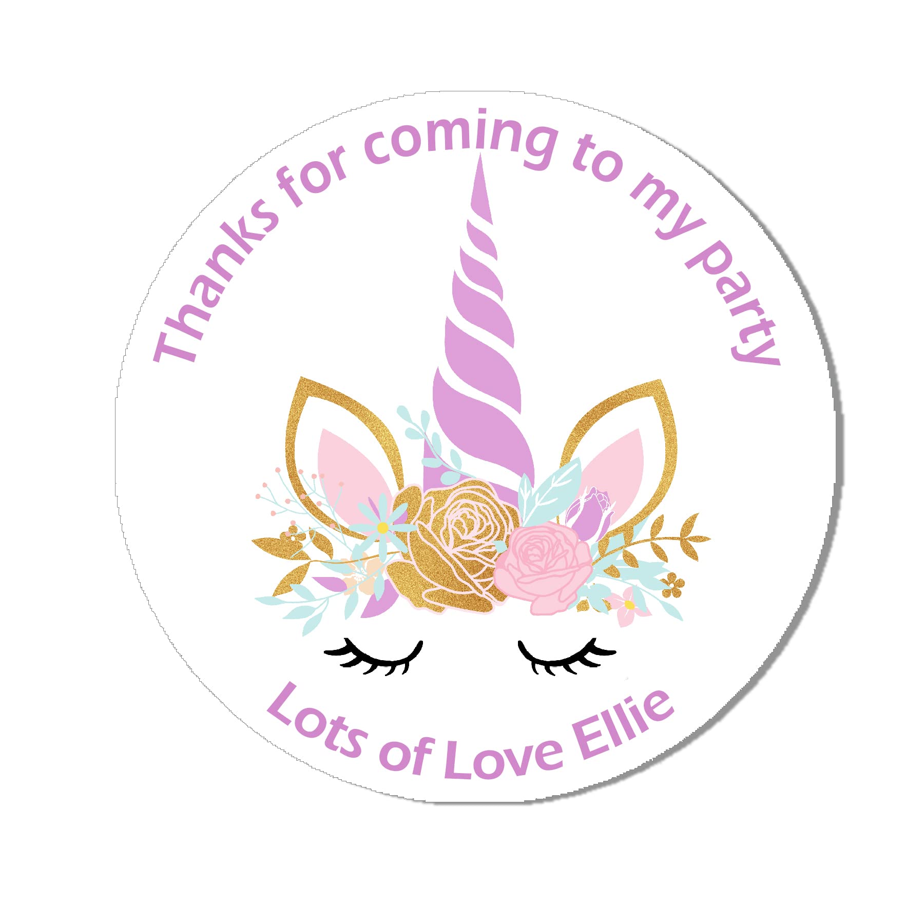 Personalised Unicorn Mixed Birthday Stickers for Party Thank You Sweet Cone Bags Labels 3.7cm or 4.5cm