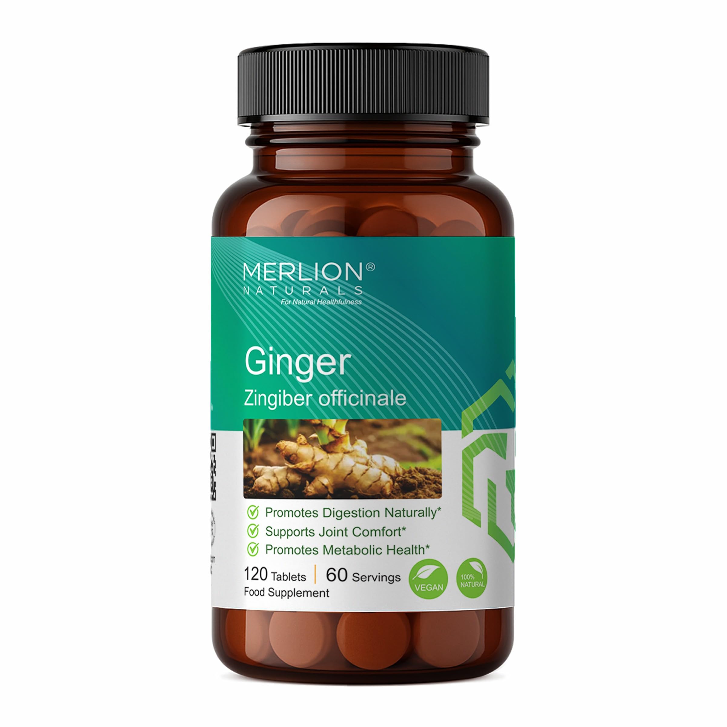 - Merlion Naturals Ginger Tablets, Zingiber officinale, 500mg (120 Tablets)