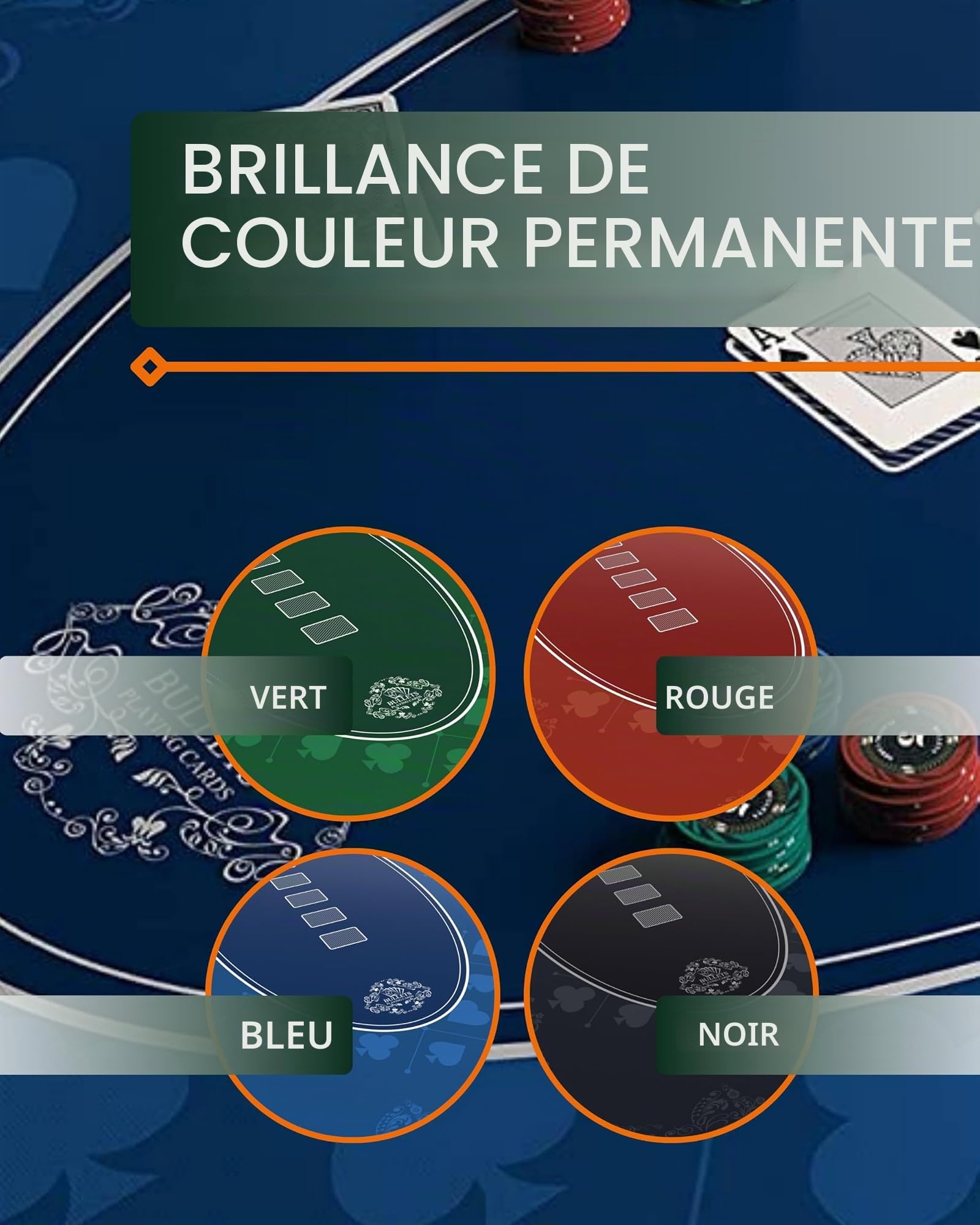 Bullets Playing Cards | Tapis de Poker Vert Casino Design 200x100cm | Surface Lisse Antidérapante, Qualité Casino, Lavable & Hydrofuge