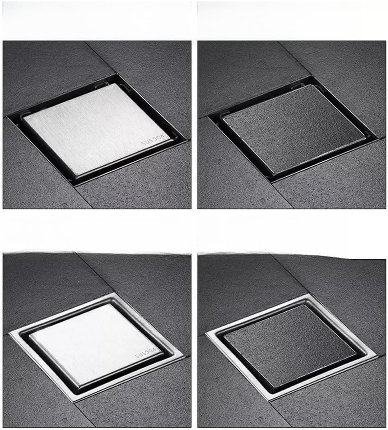 304 Stainless Steel Floor Drain, Invisible Can Be Embedded In Tiles Bathroom Shower Room(WHITE)
