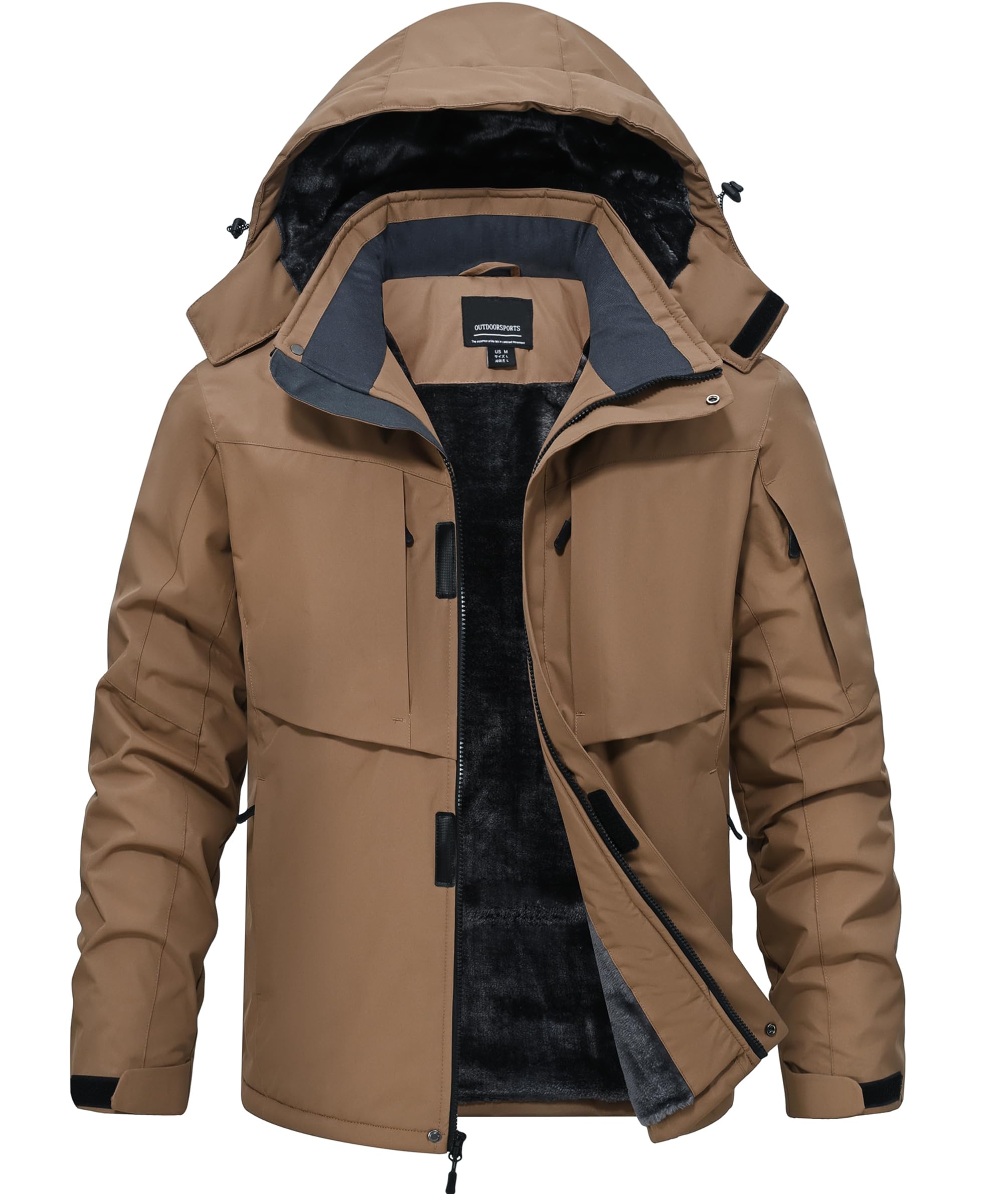 Buyboxs Mens Winter Snow Jacket Waterproof Ski Jackets Snowboard Rain Warm Coat Insulated Hood Fleece Lined