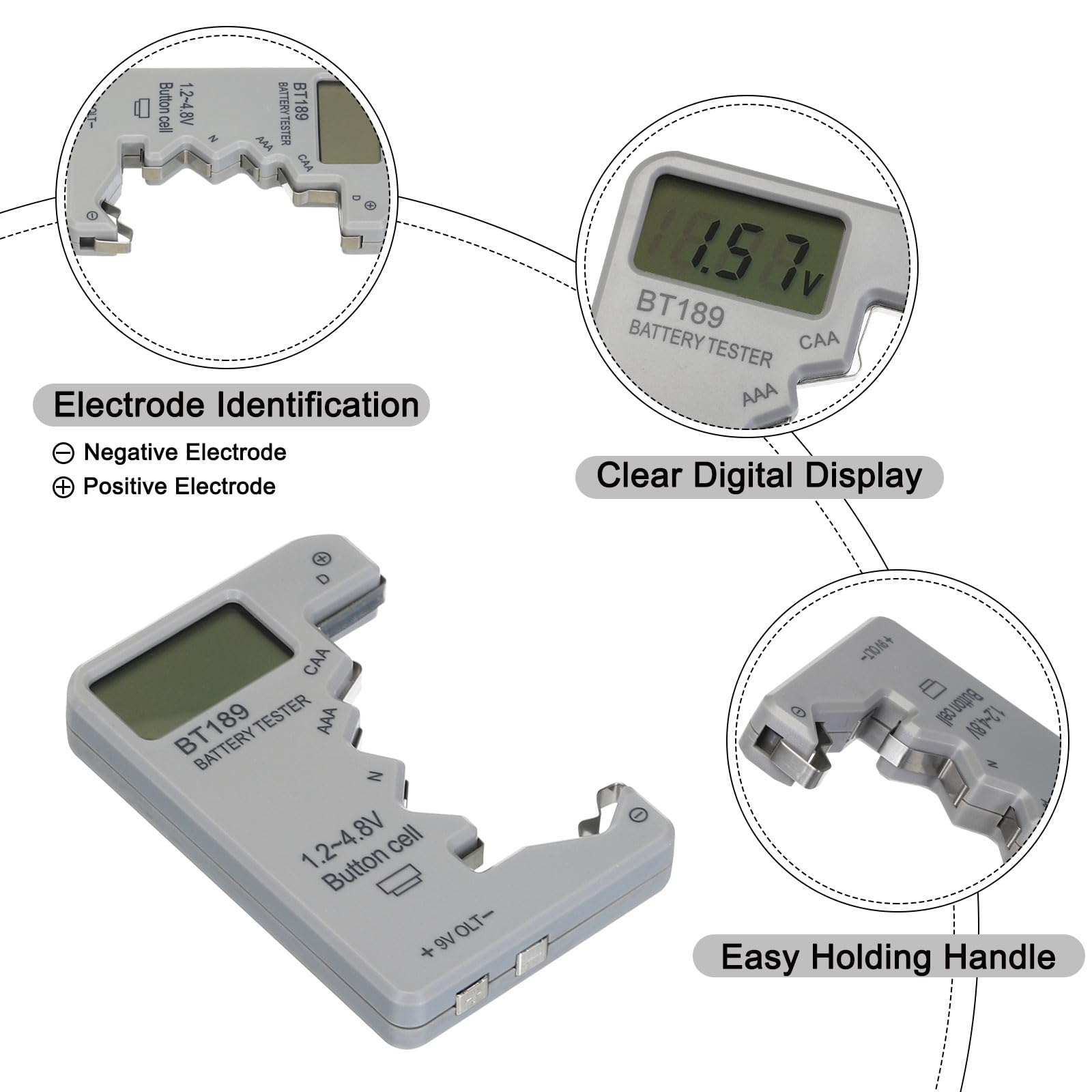 Digitaler Batterietester BT-189 – Einfache Prüfung Von AAA, D, 9V & Knopfzellen, Klare Anzeige