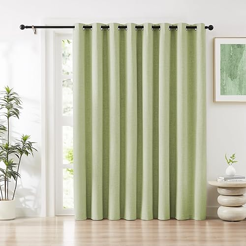 Miniatura 21 de Melodieux - Cortinas de lino 100% opacas azul cielo, 108 pulgadas de largo para sala de estar, dormitorio, cortinas de lino con aislamiento térmico