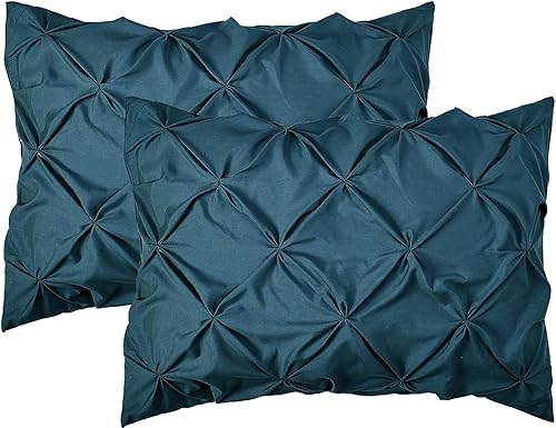 Elegant Comfort Juego de 2 fundas de almohada con diseño plisado, calidad egipcia de 1500 hilos, diseño elegante, fácil cuidado, resistente a las