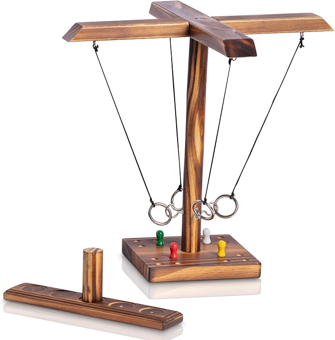 Amazon.co.jp フックとリングトスゲーム 大人用 事前に結ばれた紐で簡単セットアップ、特別なトップノットで素早く長さを調節