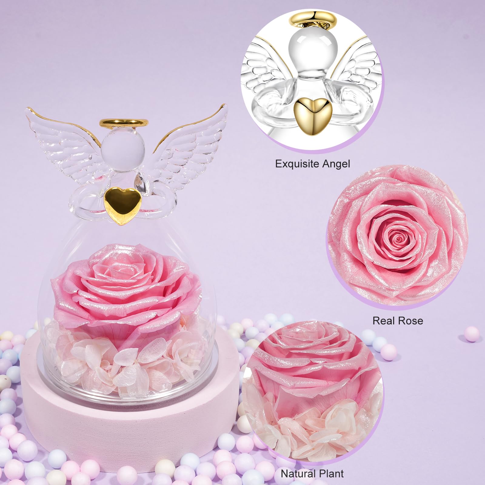 Rose Eternelle Cadeau Maman, Yamonic Ange Figurines en Verre avec Fleur Eternelle,Cadeau Noël, Cadeau Anniversaire Femme, Cadeau Femme, Anges Gardiens ,Vraie Rose Rouge Rose Eternelle Cadeau Maman, Yamonic Ange Figurines en Verre avec Fleur Eternelle,Cadeau Noël, Cadeau Anniversaire Femme, Cadeau Femme, Anges Gardiens ,Vraie Rose Rouge