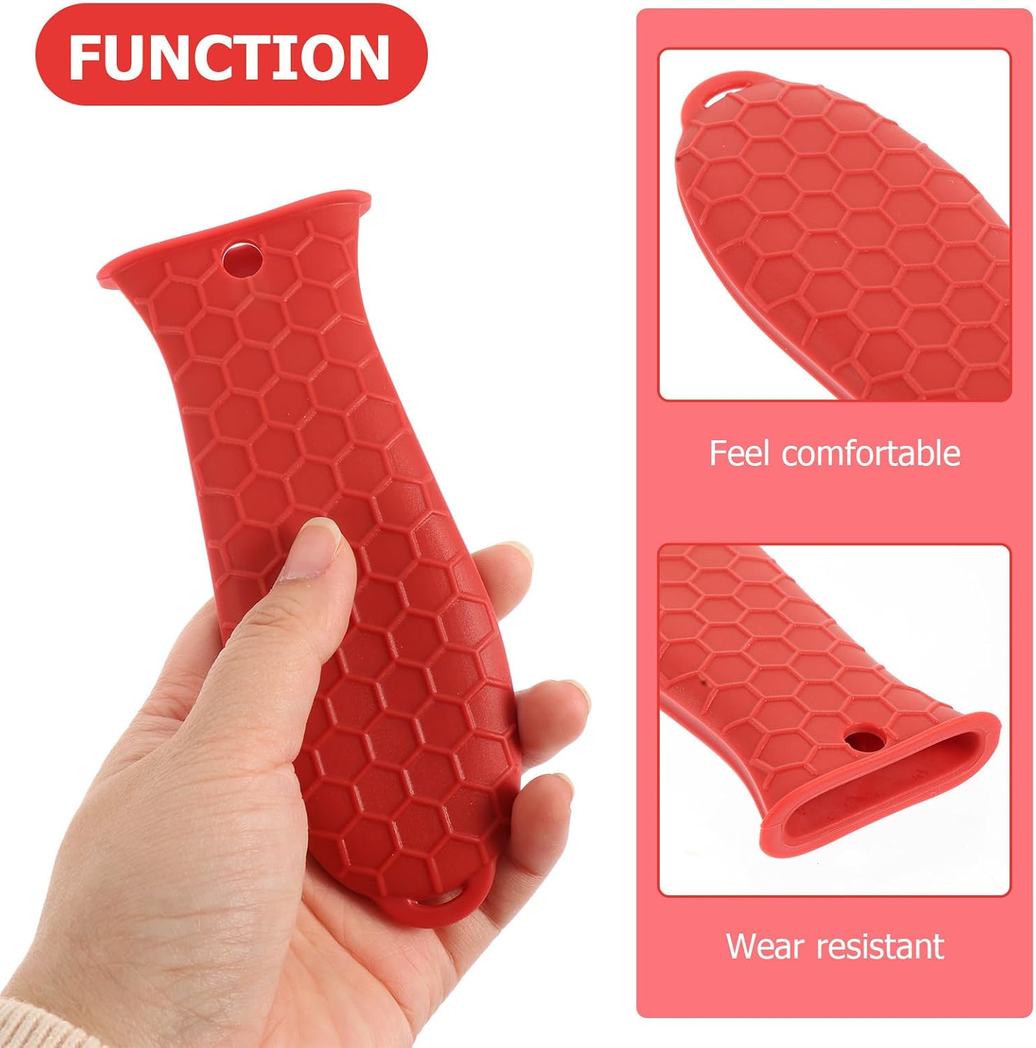 7 Pcs Silicone Pot Handle Covers Heat Insulation and Anti-Skid Pan Handle Protectors Red Pot Accessory for Safe Cooking