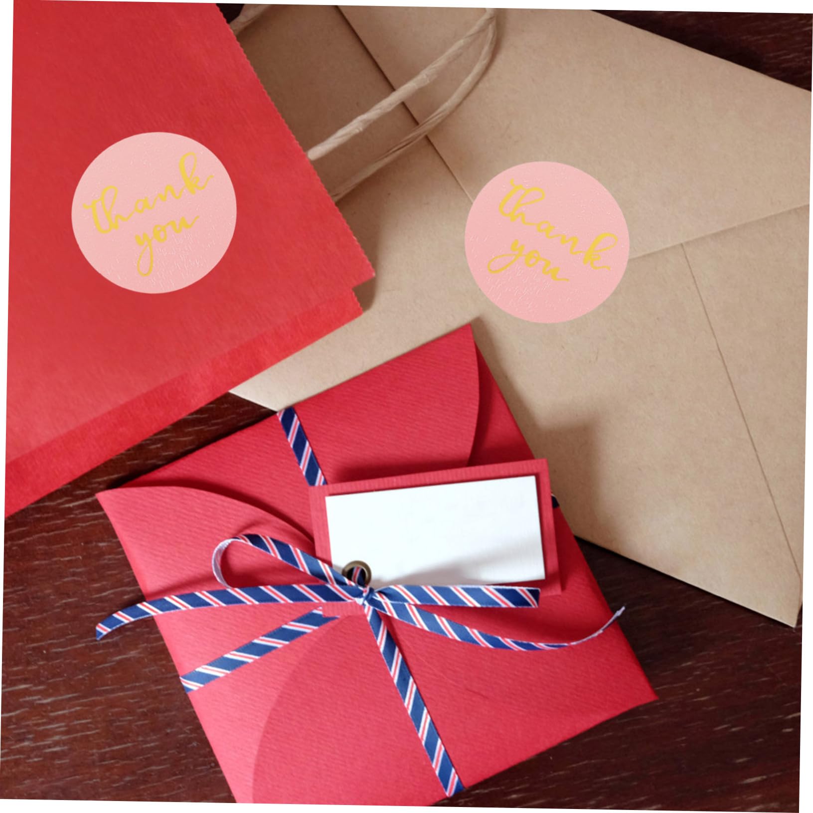 NUOBESTY 5 Sätze Personalisierte Sticker Personalisierte Aufkleber Scrapbook Sticker Danke Karten Punkt Dekorativer Etikettenaufkleber Danke, Dass Sie Aufkleber Versiegeln Rosa 3 Rollen * 5