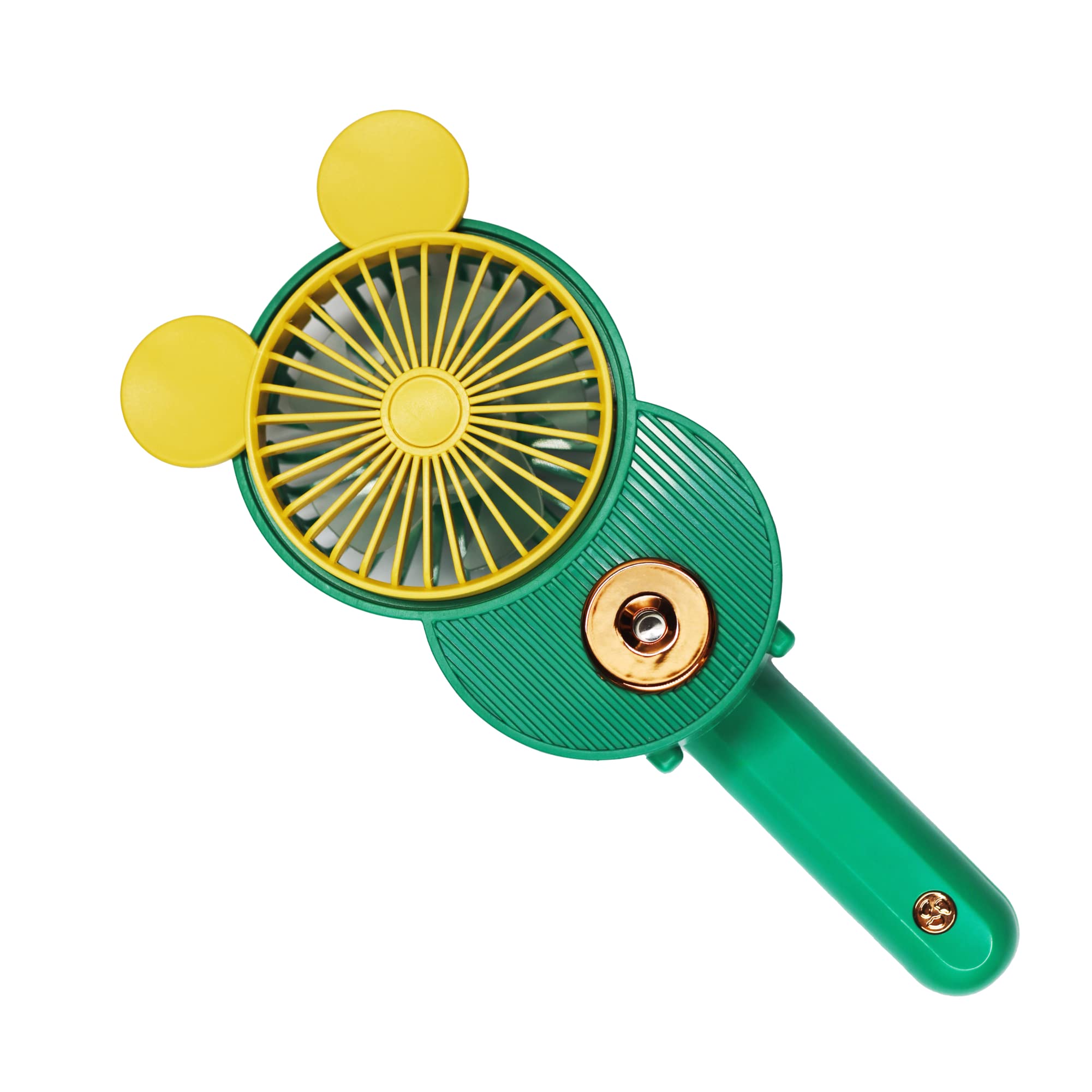LACOVIA Cute Mouse Misting Mini Fan, Handheld Portable USB Rechargeable Fan with 3 Adjustable Speeds, Foldable For Travelling(Green)