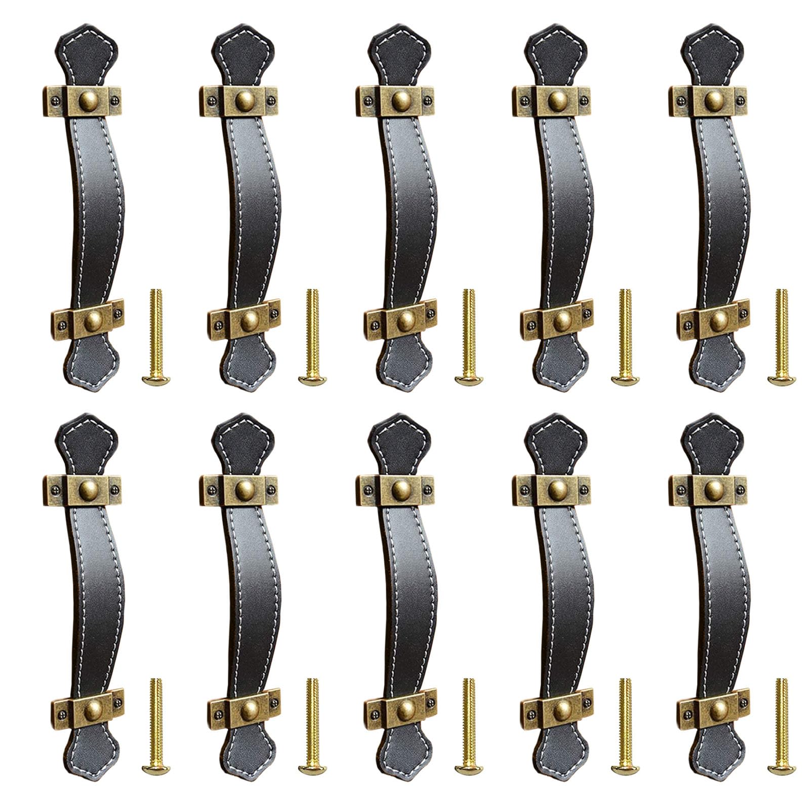 CONPHERON Poignées Rétro En Cuir Pour Meubles, Porte Et Tiroir - Style Vintage - Armoire Et Placard - 160mm