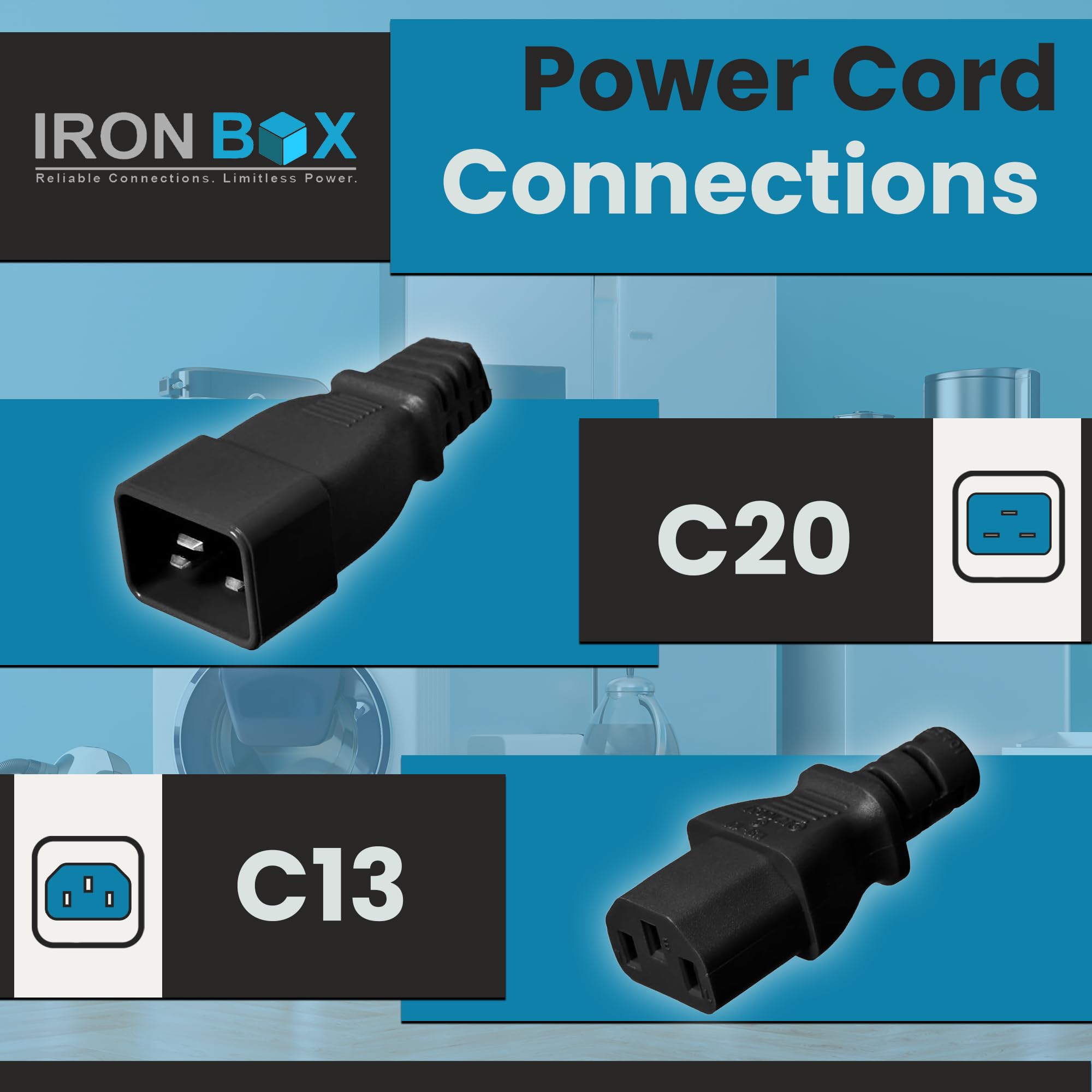 Amazon.com: IronBox Electric Black IEC C20 to 2X C13 Y Splitter