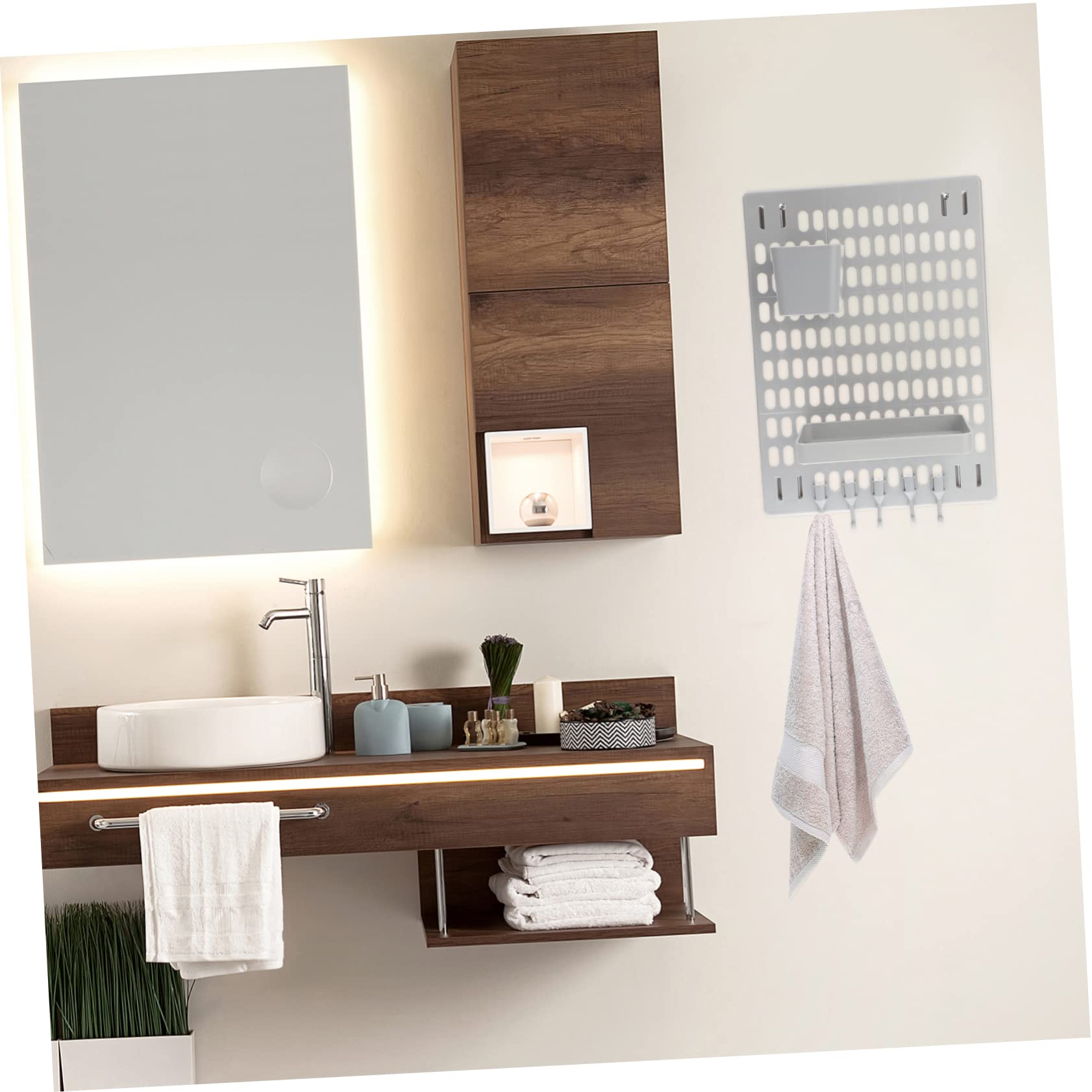 Unomor Kitchen Bathroom Wall Organizer Non-Punch Perforated Board Hook Rack Craft Show Display Stand