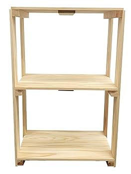 【10/13まで】木製ラック 3段 ナチュラルウッド 彫刻デザイン　カントリー調 10/13まで】木製ラック 3段 ナチュラルウッド 彫刻デザイン