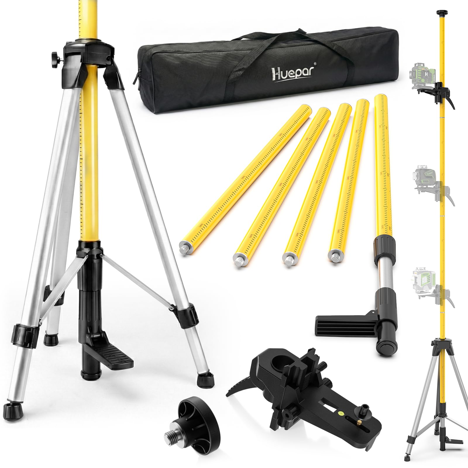 Huepar Laser Level Pole - 3.7M Telescoping Pole -1