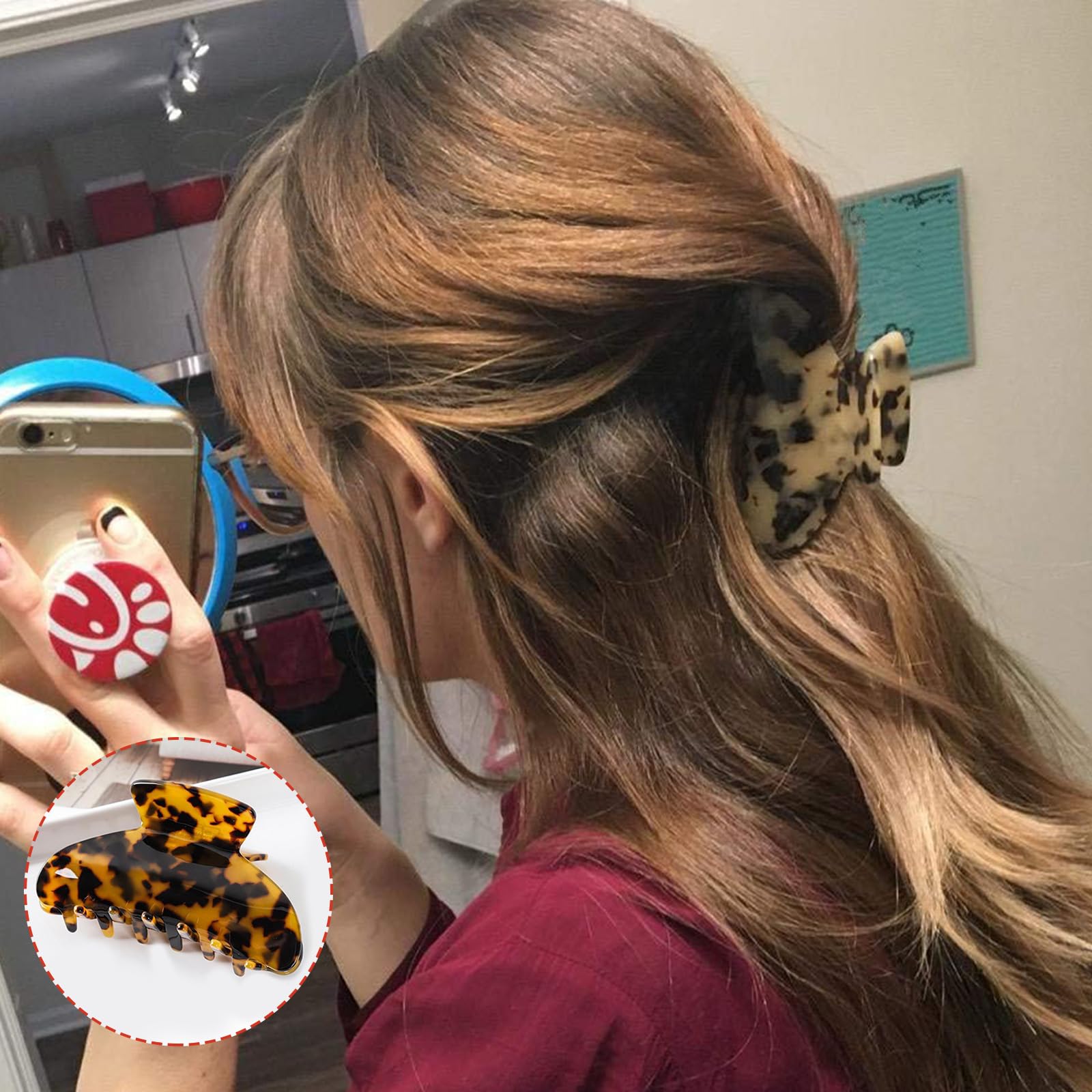 Big Hair Claw Clips Tortoise Shell Large Hair Claw Clips For Thick Hair,3.5 Inch Strong Hold Hairs Jaw Clips Clamps For Women,2 Color Available(2 Pack) - Image 3