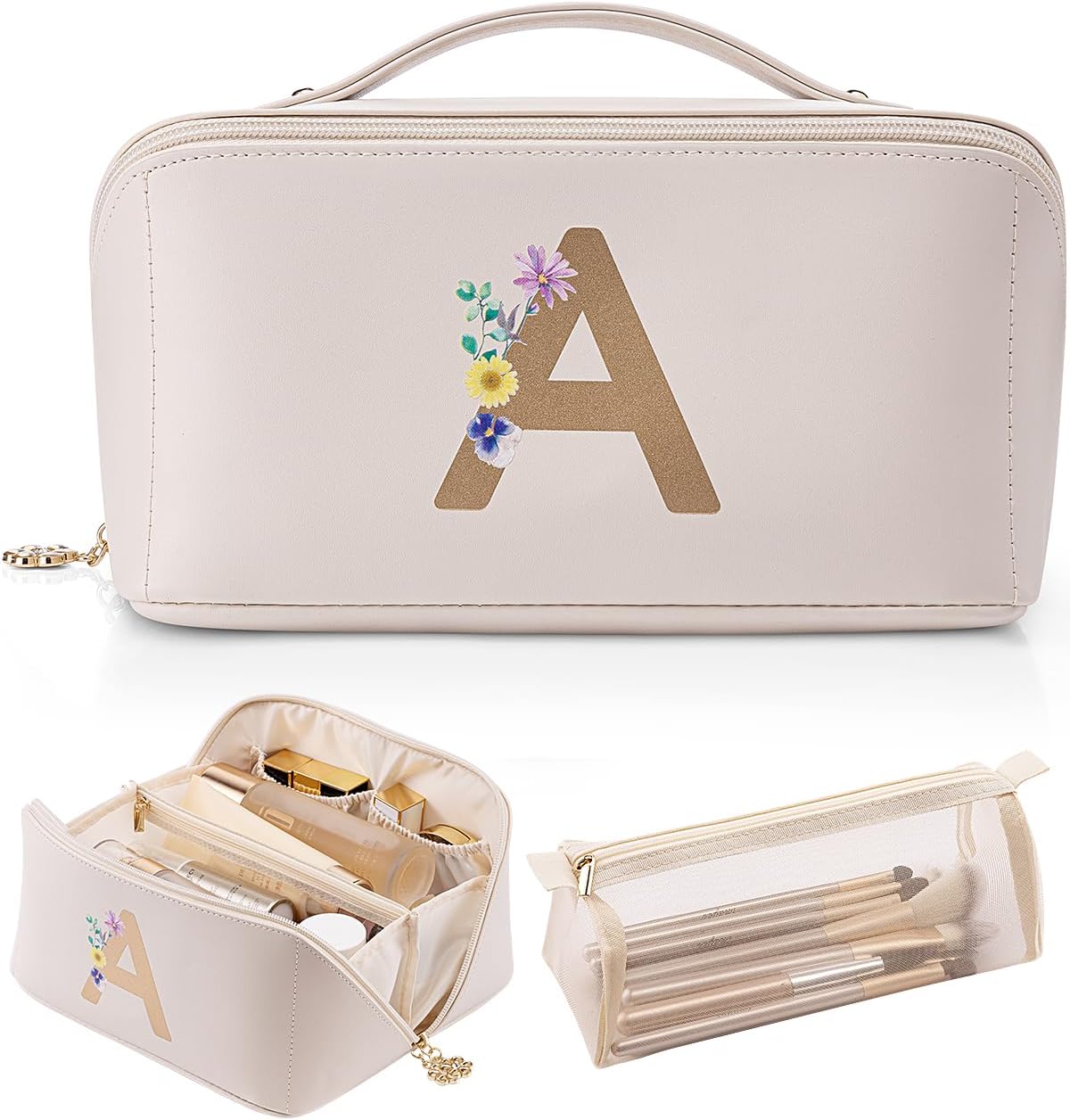 Vlando Large Capacity Travel Cosmetic Bag Makeup Bag, PU