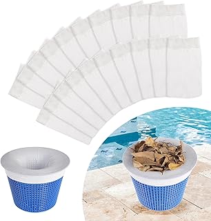 Herefun 20 Pièces Piscine Filtres de Nylon, Filtres Élastiques en Nylon, Chaussettes d'écumeur, Piscine Filtres en Tissu, Skimmer Piscine Filtre pour Filtrer Insectes, Feuilles, Cheveux, Écume