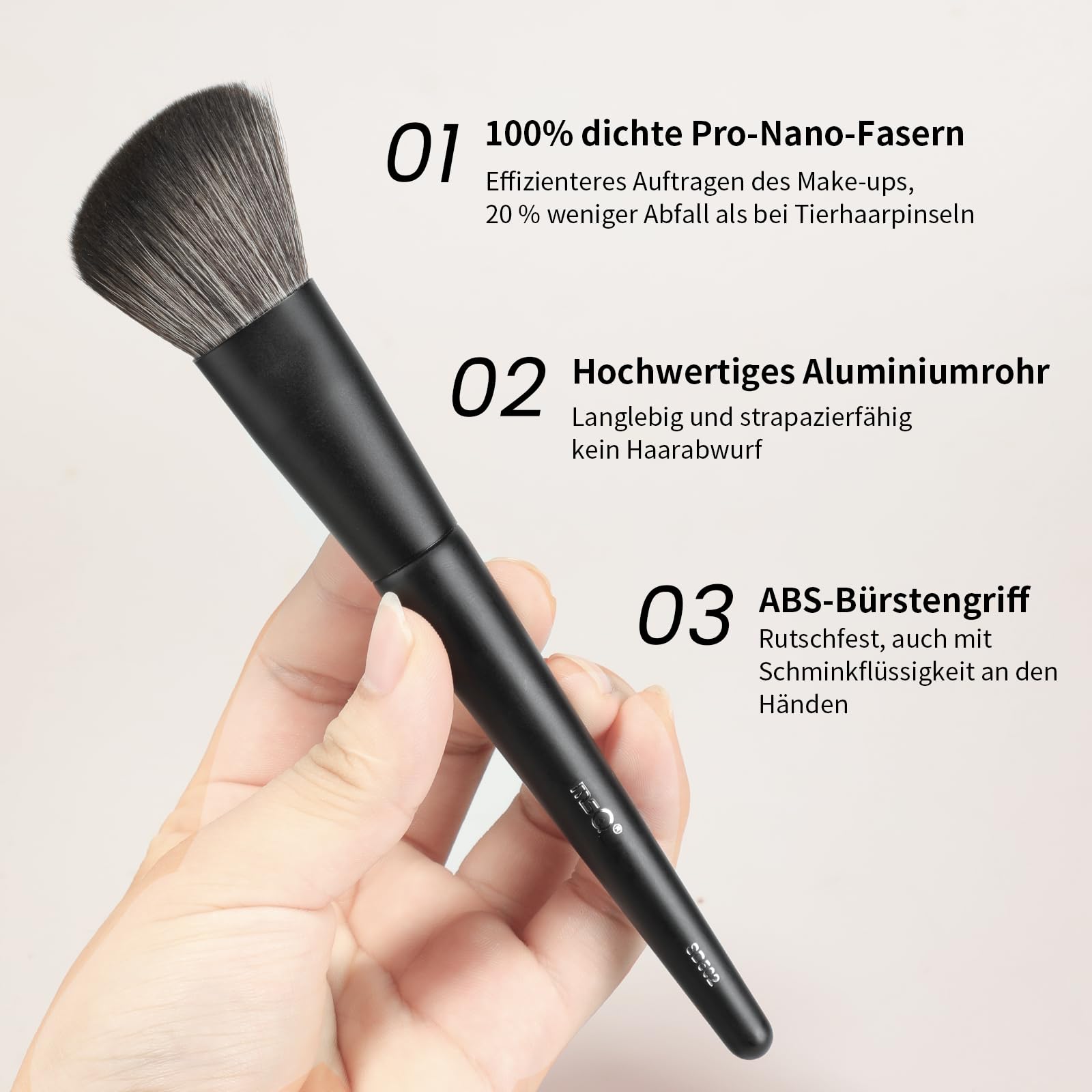 MSQ Brocha grande para maquillaje facial para difuminar contorno y resaltar
