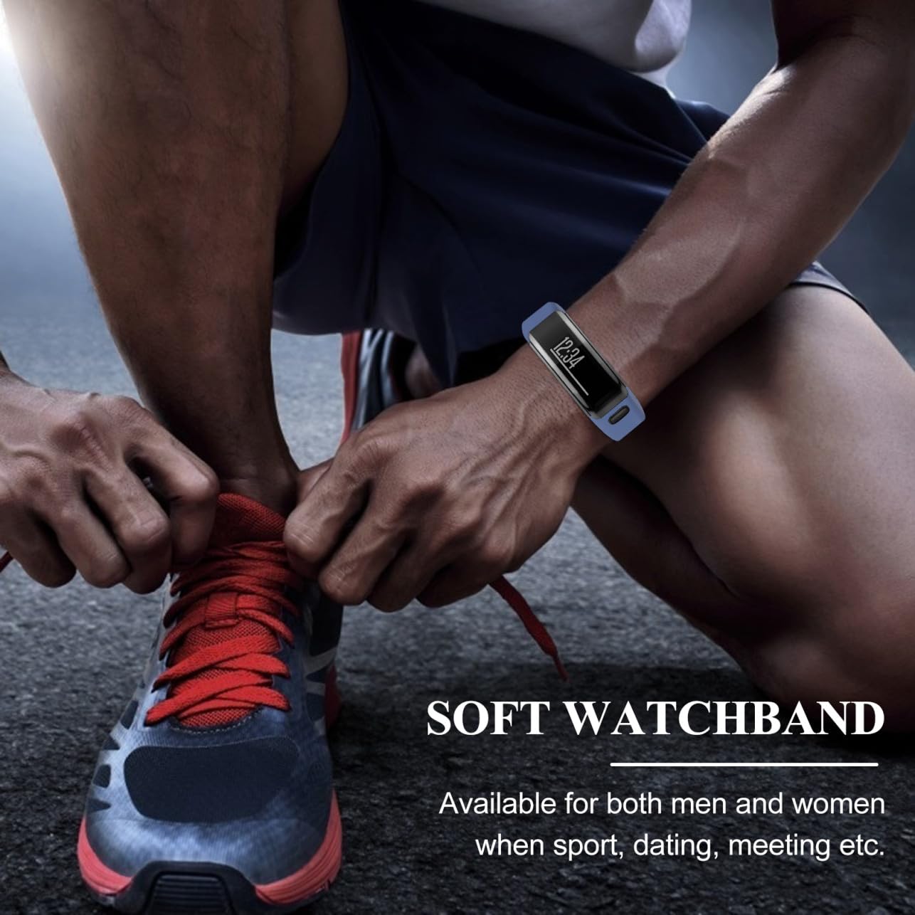 Housoutil Bracelet Silicone Remplacement Compatible Montre Connectée HR Bande Souple Unisexe et Confortable pour Montre Connectée Sport et Quotidien Couleur Bleu Nuit