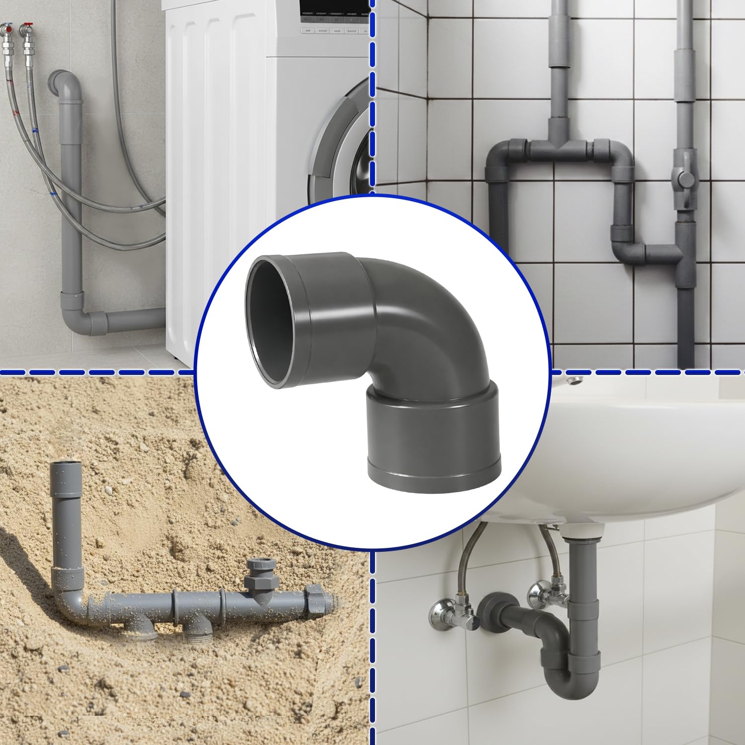 Curva PVC 87° Ø 50mm para Montaje de Tuberías de Alcantarillado Drenaje Técnicas - Codo de PVC Tiene Configuración “Hembra-Hembra” - Garantía de 10 Años - MONTERAL