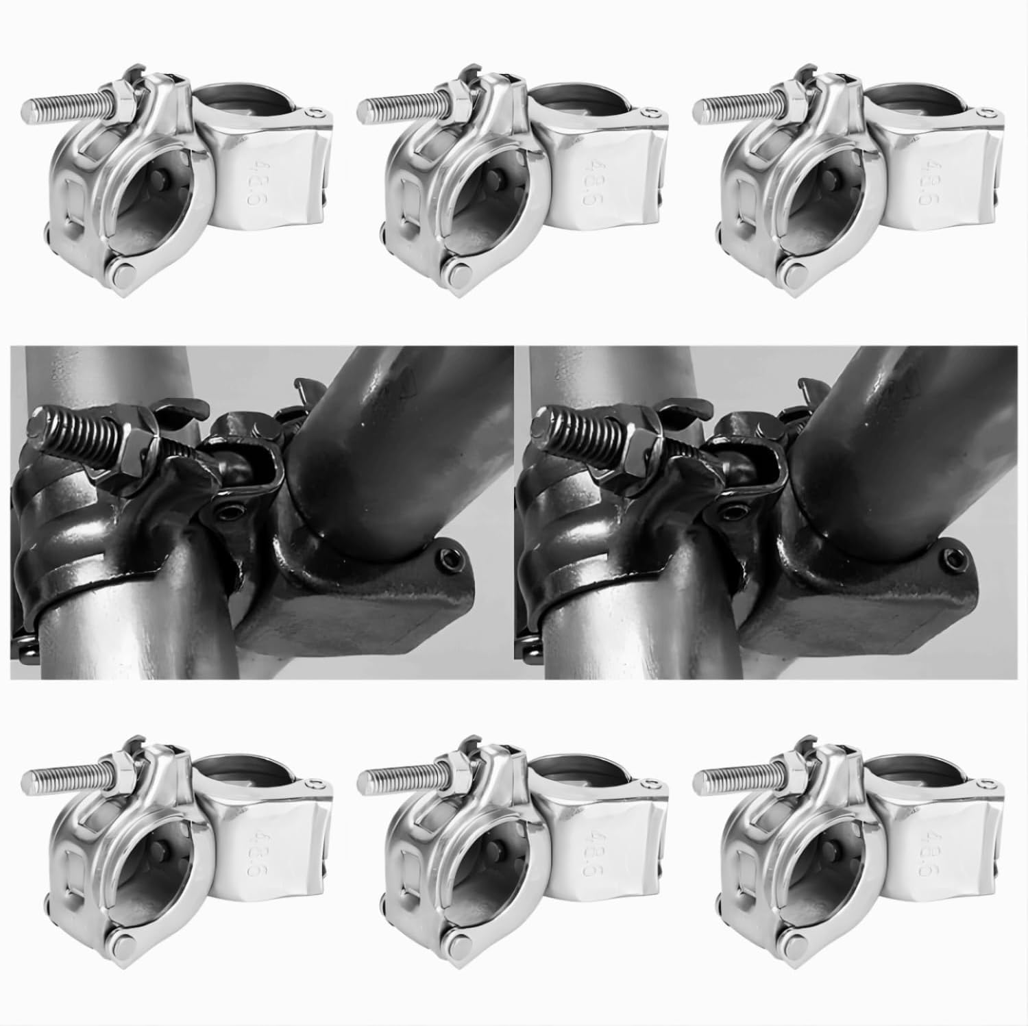 Lot de 8 raccords rotatifs pour tube d'échafaudage de 42 mm à 48 mm de diamètre extérieur