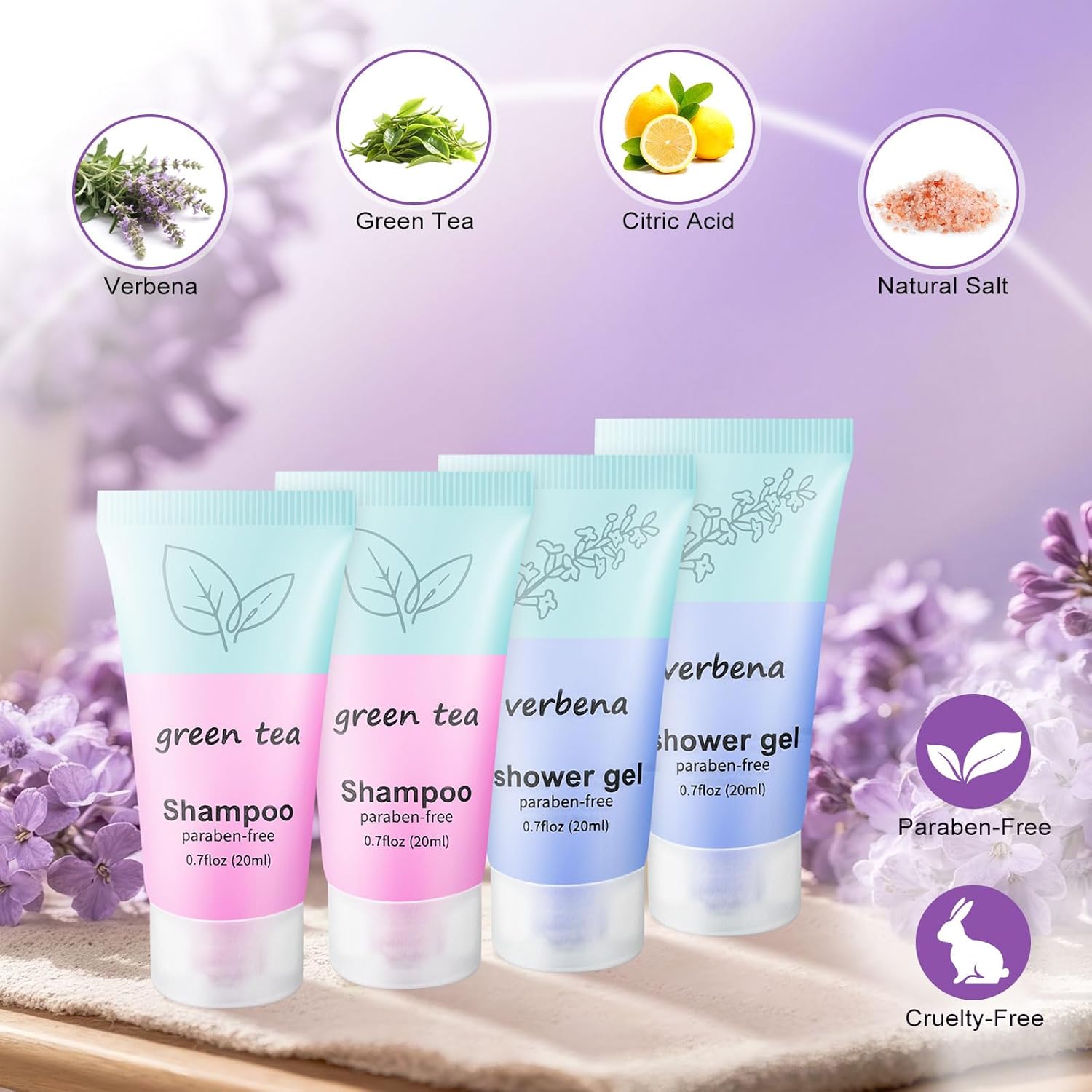 Travel Size Body Wash and Shampoo Bulk 0.7fl Oz,Travel Size Shower Gel Set，Shampoo Bulk Travel Size ,Hotel Supplies for Guests Vacation Homeless Hotel (pack of 100)