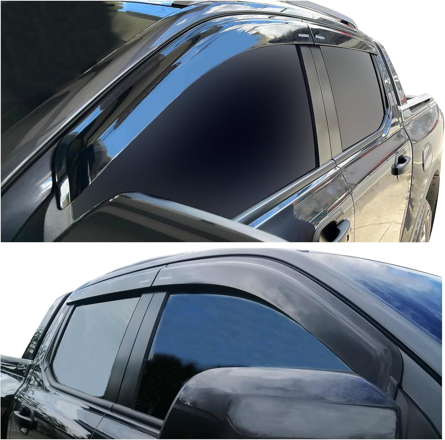 Déflecteurs Latéraux Ford Ranger 2 Portes 2012- - Gris Fumée - Acrylique - Anti-pluie & Bruit Vent