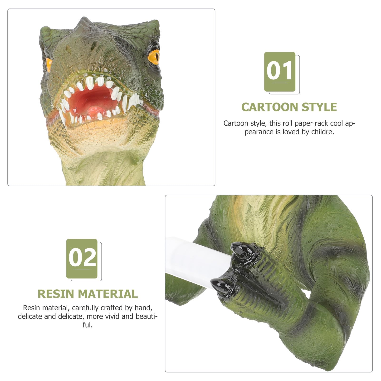 Sewroro Portarrollos de Papel Higiénico de Pared de Resina Soporte para Rollos de Papel Forma de Dinosaurio Montaje en Pared para Baño y Salón
