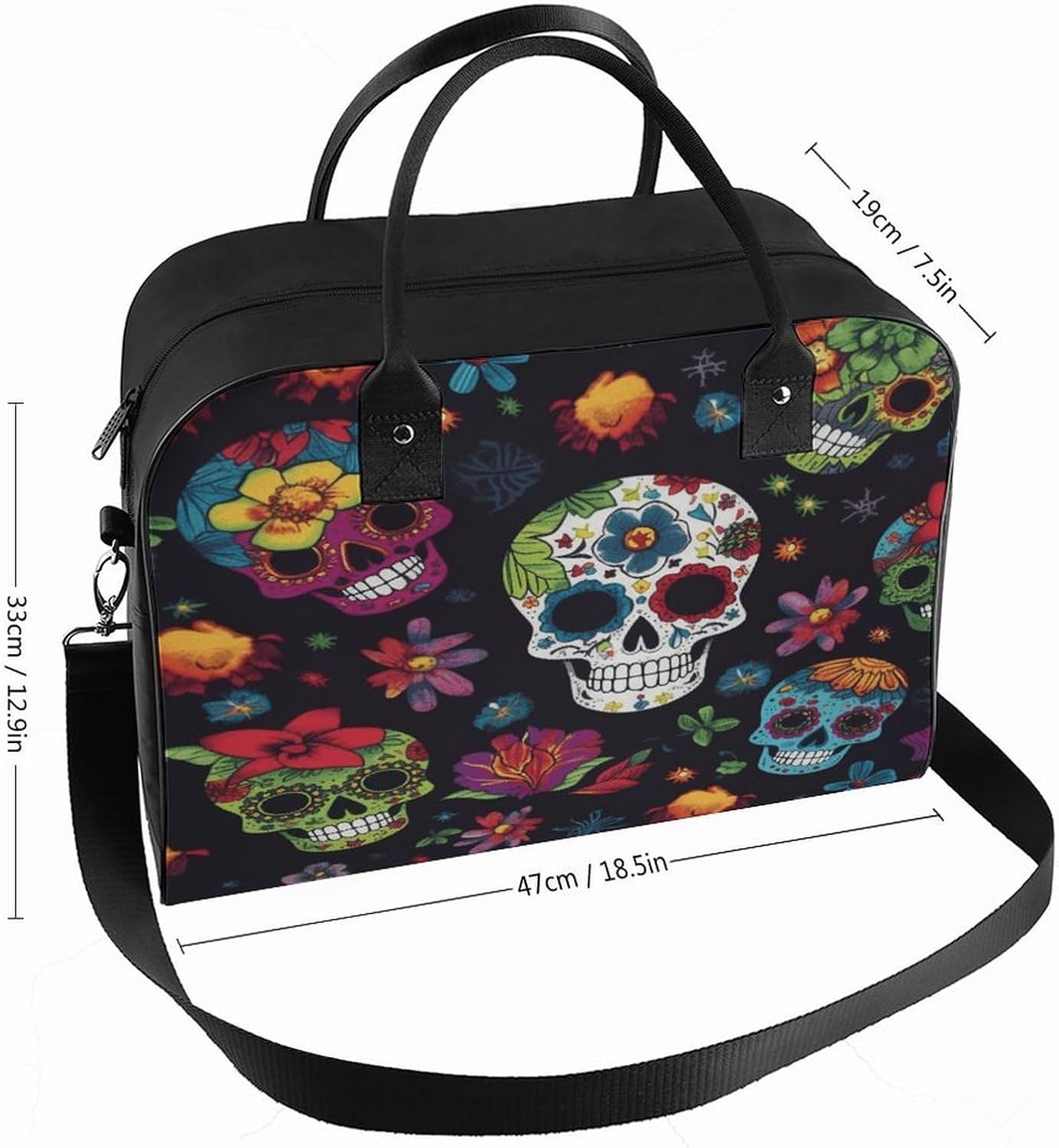 Flower Cactus Sugar Skull Laptop Bag with Shoulder Strap image 2