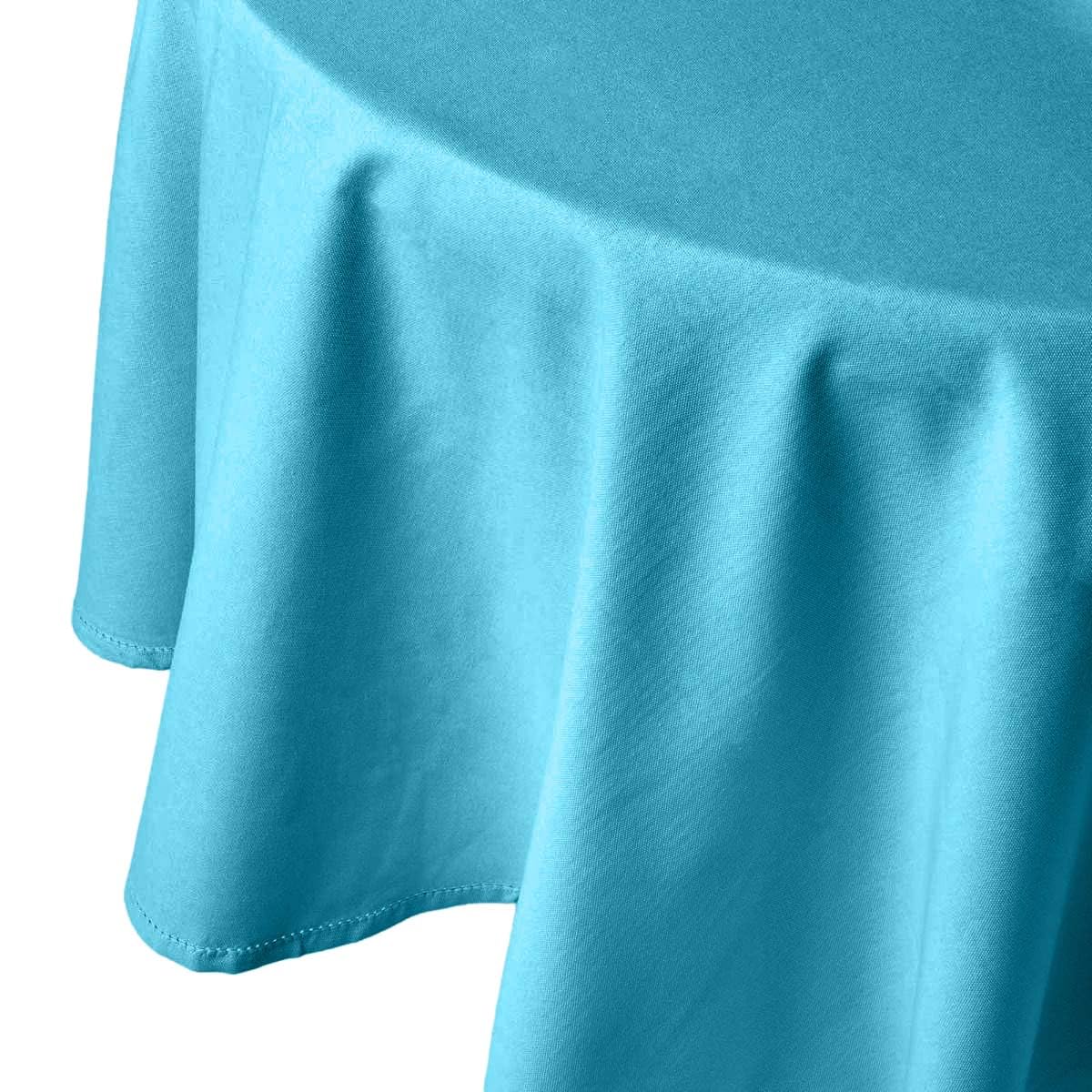Homescapes Blue Table Cloth, Plain Cotton Round Tablecloth, Handcrafted & Durable Dining Table Cover With Hem Stitch, Hypoallergenic, Washable, 178Cm
