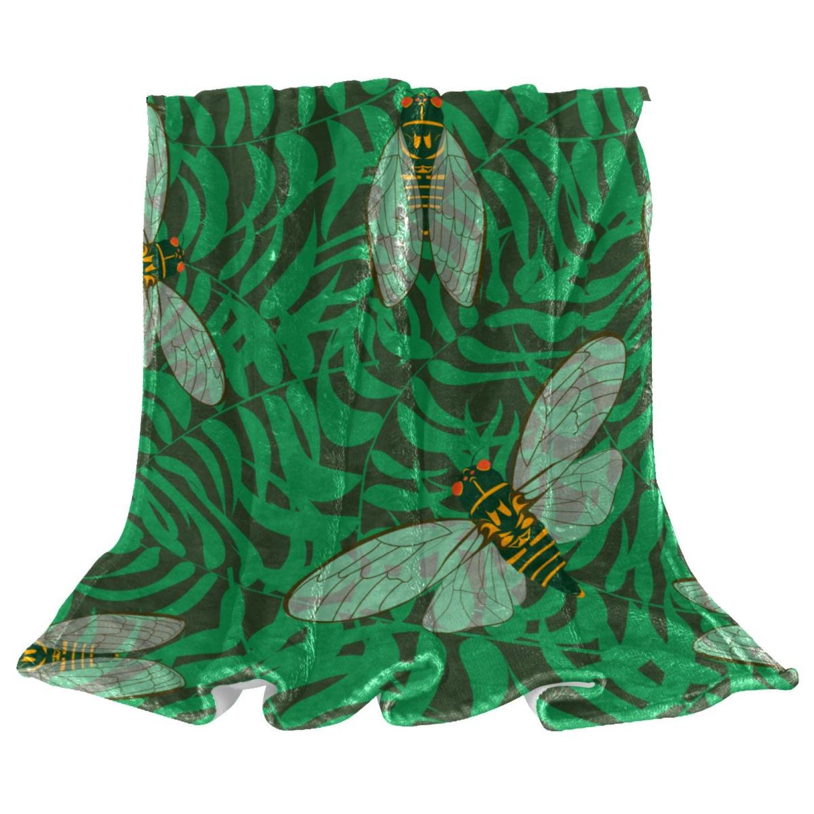 Couverture douce motif insecte jeté de lit polaire Cicada anti-froid