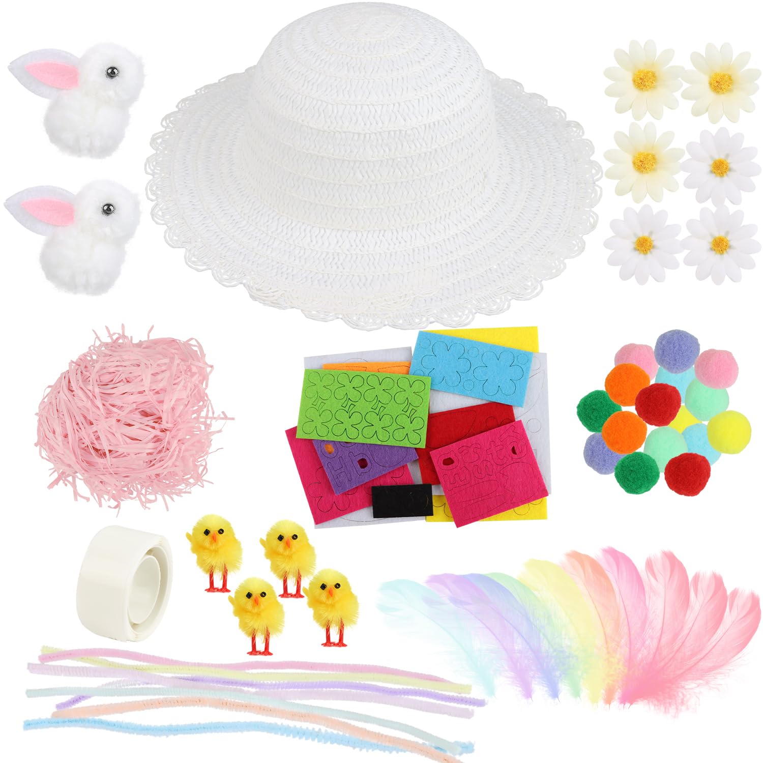 Easter Bonnet Kit, Kids Easter Bonnet Hat Sets Make Your Own Easter Bonnet Hat, DIY Your Own Easter Bonnet Kit Easter Hat for Easter Craft
