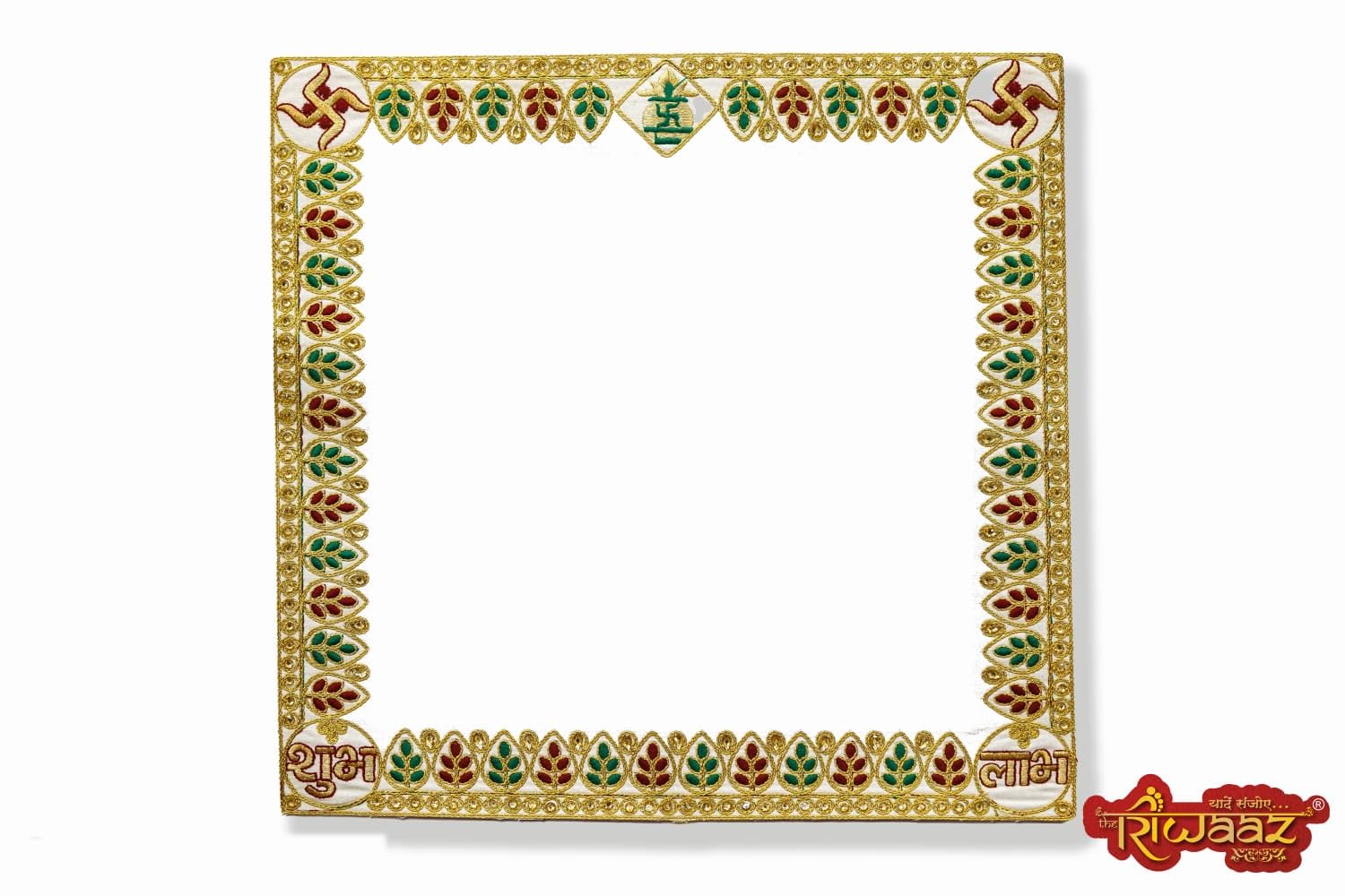 Yasamazing Kanku Pagla Rumal Cotton Embroderied Designer Rectangle Modern Heavy Silk Asan For Bride Baby Welcome Swaggat Footprint Hand Print Cloth With Carring Bag Pack of 1 (riwz011111)-picture-13