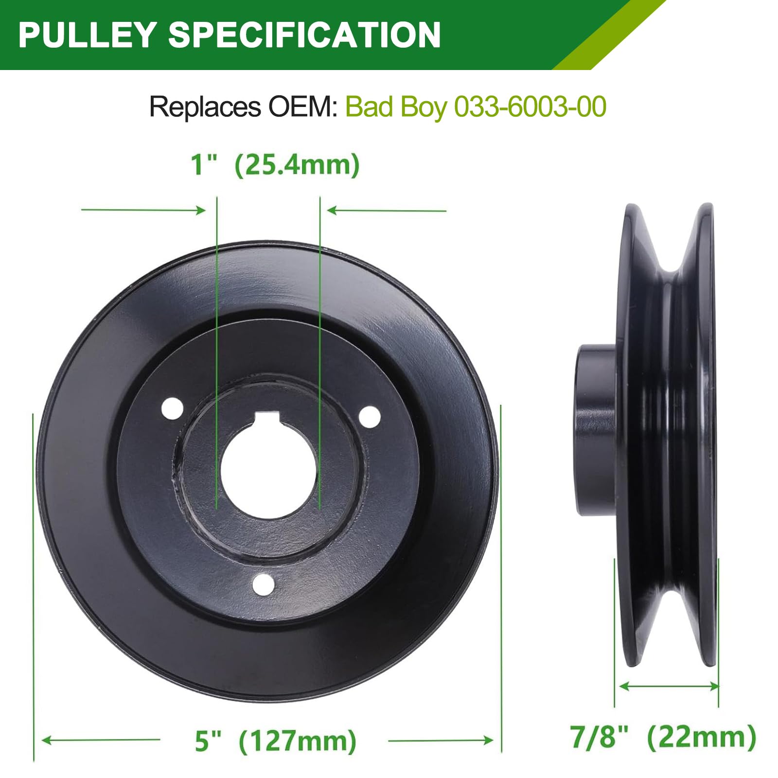 037-6015-00 037-6015-50 Husillo 033-6003-00 polea para cortacésped Bad Boy, conjunto de husillo compatible con cubiertas Bad Boy de 42 pulgadas, 48 pulgadas, 54 pulgadas (paquete de 3)