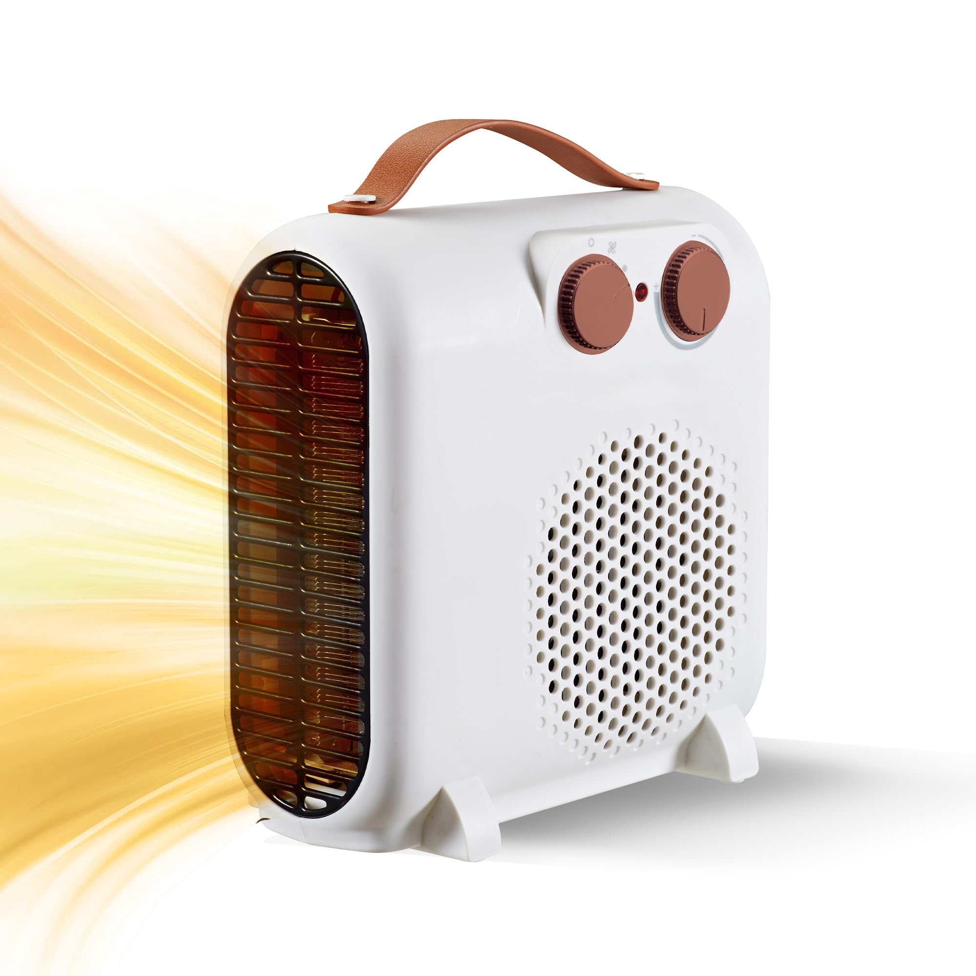 Calefactor Aire Caliente Portátil - Calentador Bajo Consumo Vintage - Calefactor para Baño y Hogar - Estufa Ventilador Silencioso Regulable con 2 Potencias de Calefacción, 1000w y 2000w (BLANCO)