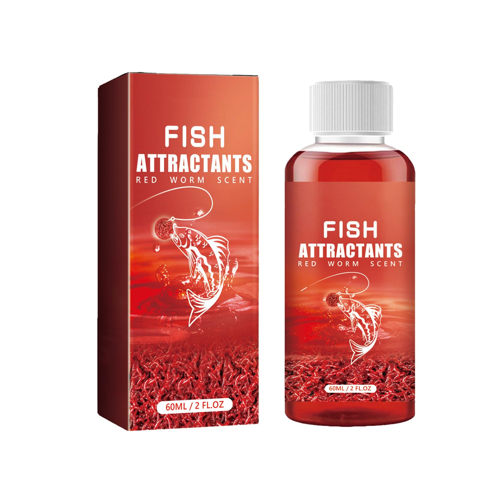 Red Worm Liquid Bait, High Concentration Fish Bait Attractant Enhancer 60ml, Outdoor Fishing Bait Additive Liquid, Concentrated Fish Attractant, Fishing Bait for Trout, Cod, Carp, Bass